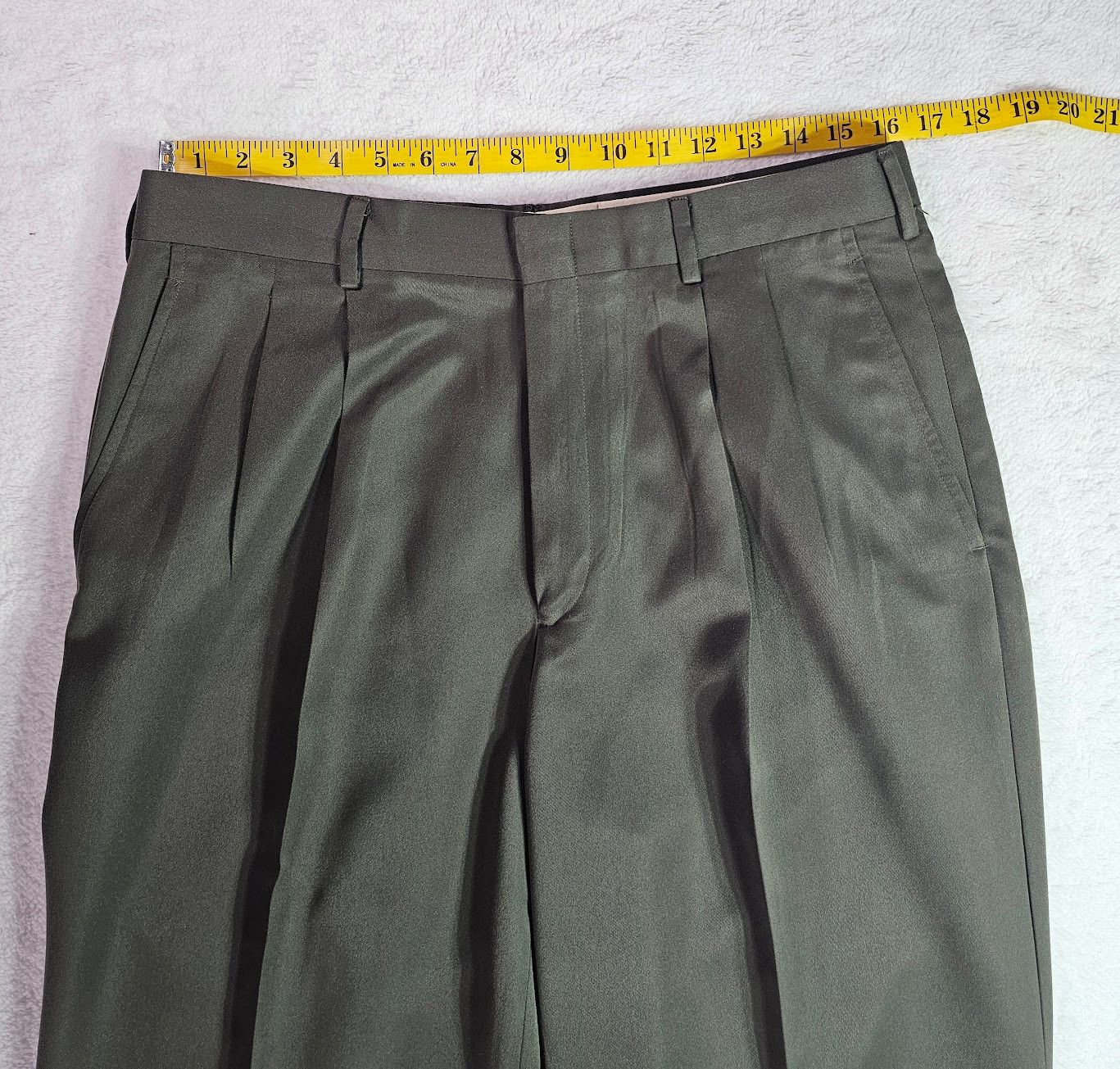 Savane Savane Mens Sage Green Pleated Cuffed Dress Pants Size US 34 / EU 50 - 2 Thumbnail