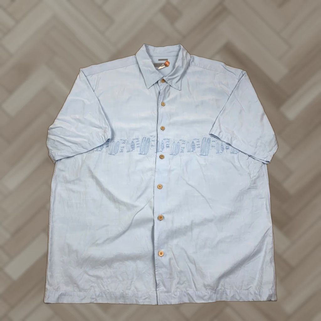 Quiksilver Quiksilver Button-Up Shirt L Men Blue Floral Short Sleeve Casual Size US 33 - 1 Thumbnail