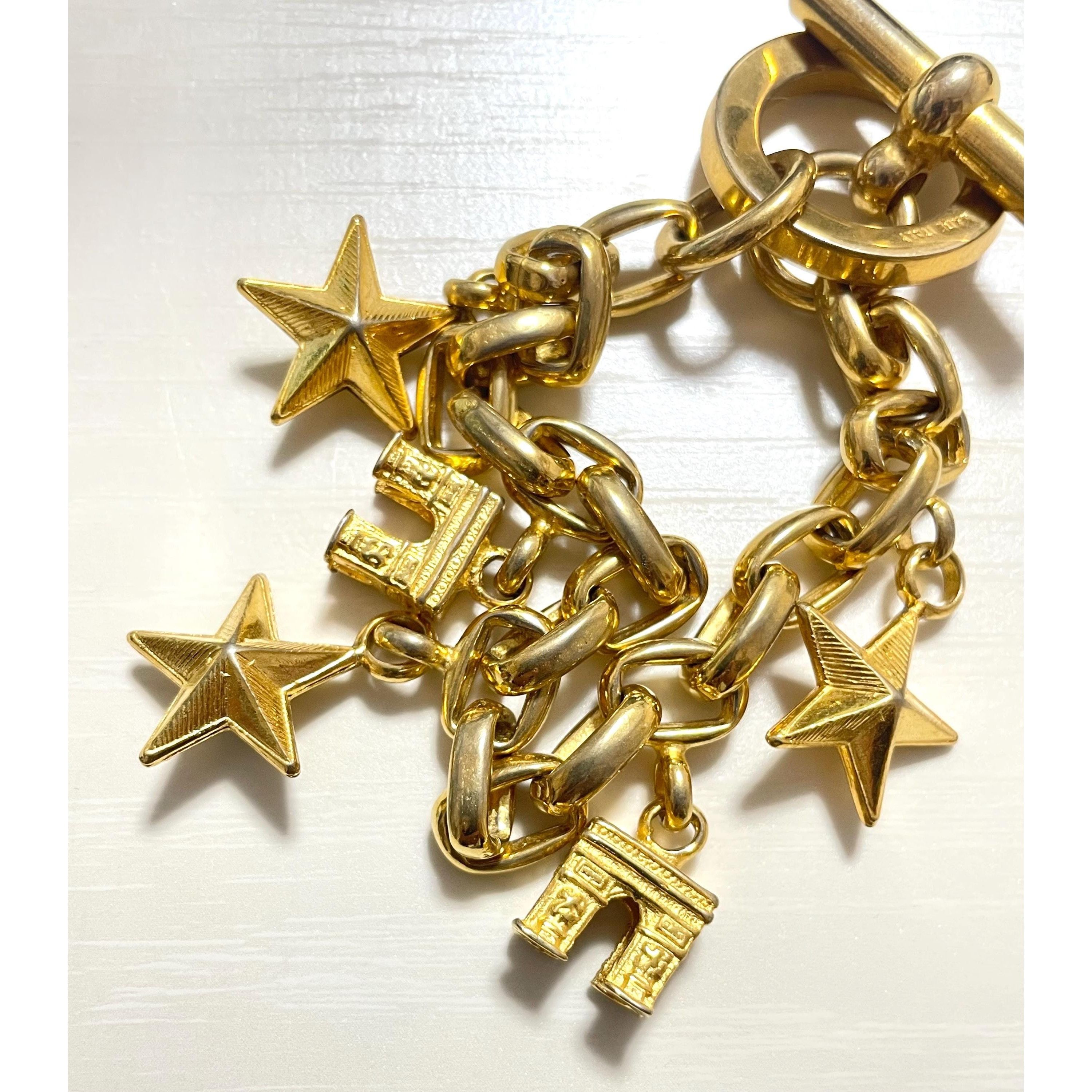 Celine Vintage Celine chain bracelet with Triomphe and star charms. Size ONE SIZE - 5 Thumbnail