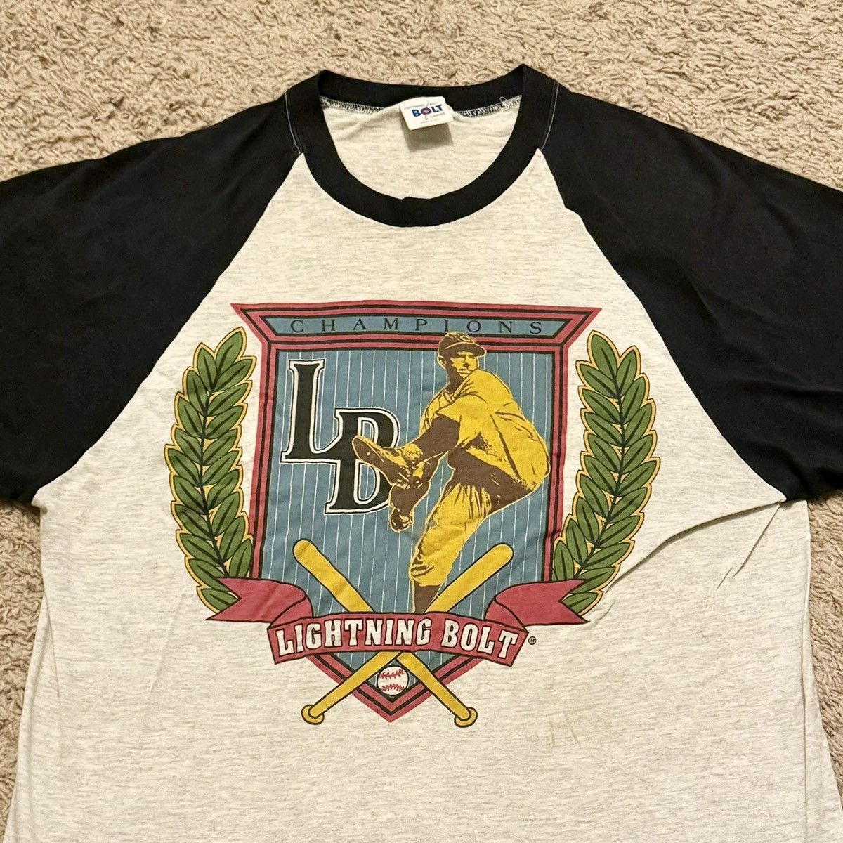 Lightning Bolt VINTAGE LIGHTNING BOLT SURF BRAND BASEBALL TEE! Size US L / EU 52-54 / 3 - 2 Thumbnail