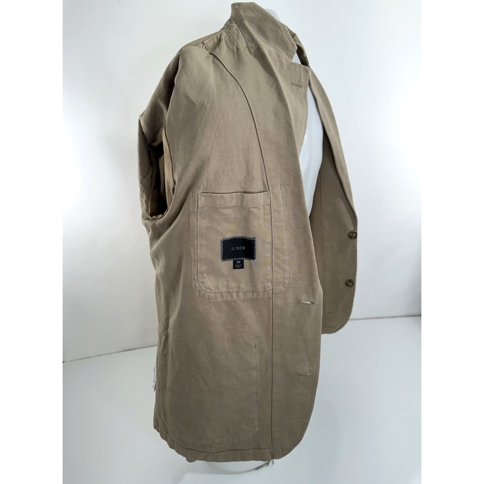 J.Crew J.CREW Blazer - Unstructured Mens 38 Cotton Blend Tan Blazer Shirt Jacket B17 Vintage? Size 38R - 7 Thumbnail
