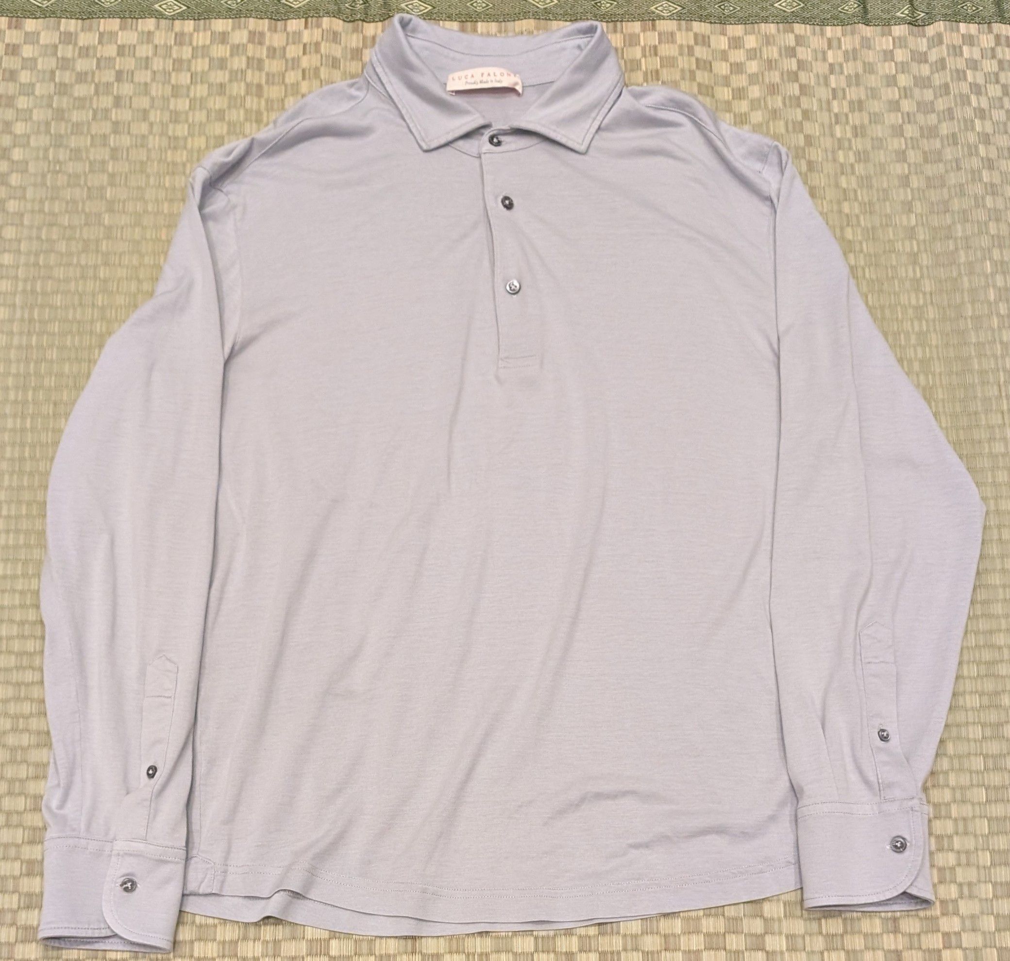 Other Luca Faloni Silk Cotton Long Sleeve Polo Gray Made in Italy Size US L / EU 52-54 / 3 - 1 Thumbnail