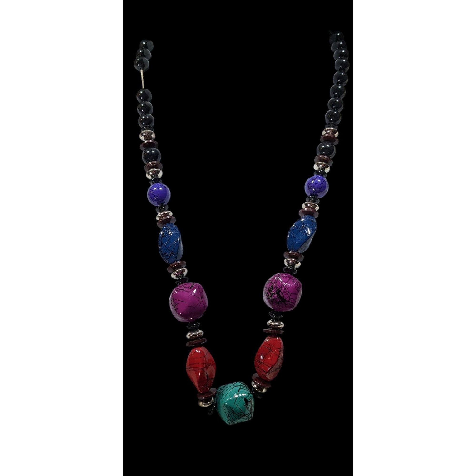 Other Vintage 90s Rainbow And Black Paint Splatter Beaded Necklace Size ONE SIZE - 2 Thumbnail