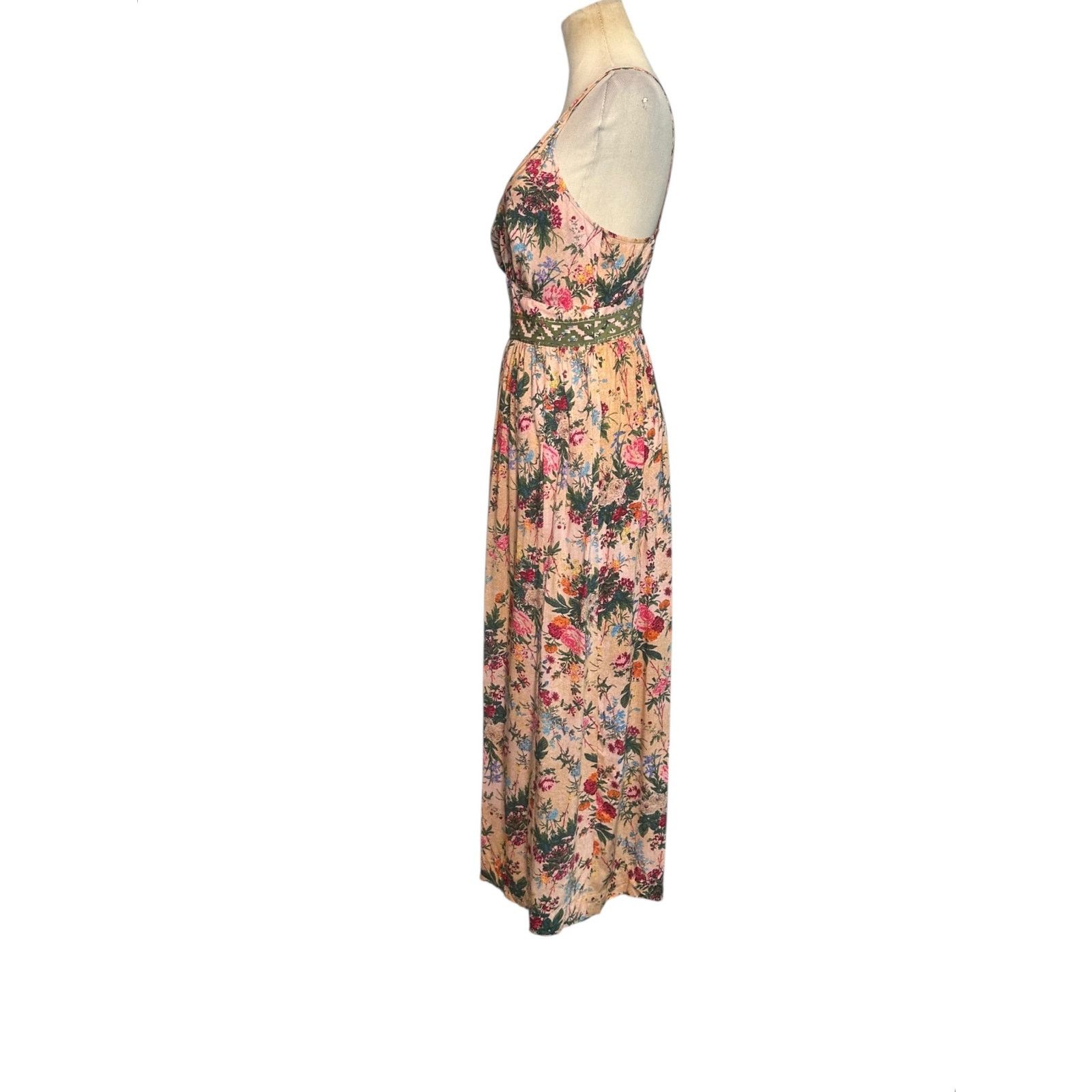 Anthropologie Tracy Reese beige pink floral cropped jumpsuit size 4 Size 27" / US 4 / IT 40 - 8 Thumbnail