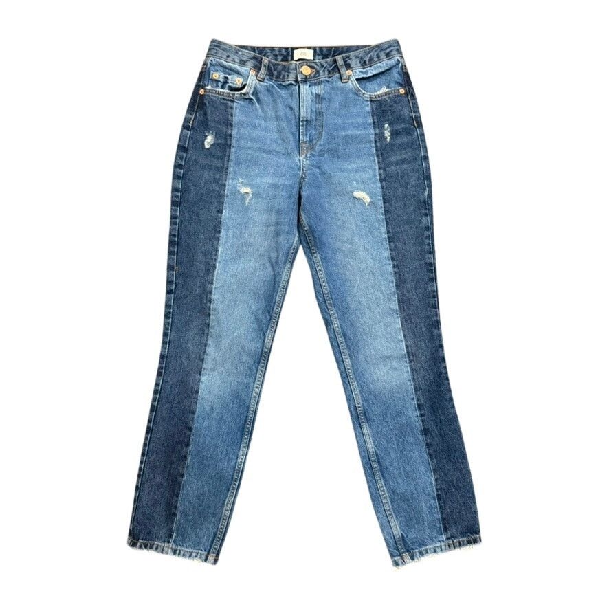 River Island River Island Two-Tone Slim Fit Jeans in Blue, Size 12 Size 34" / US 12 / IT 48 - 1 Thumbnail