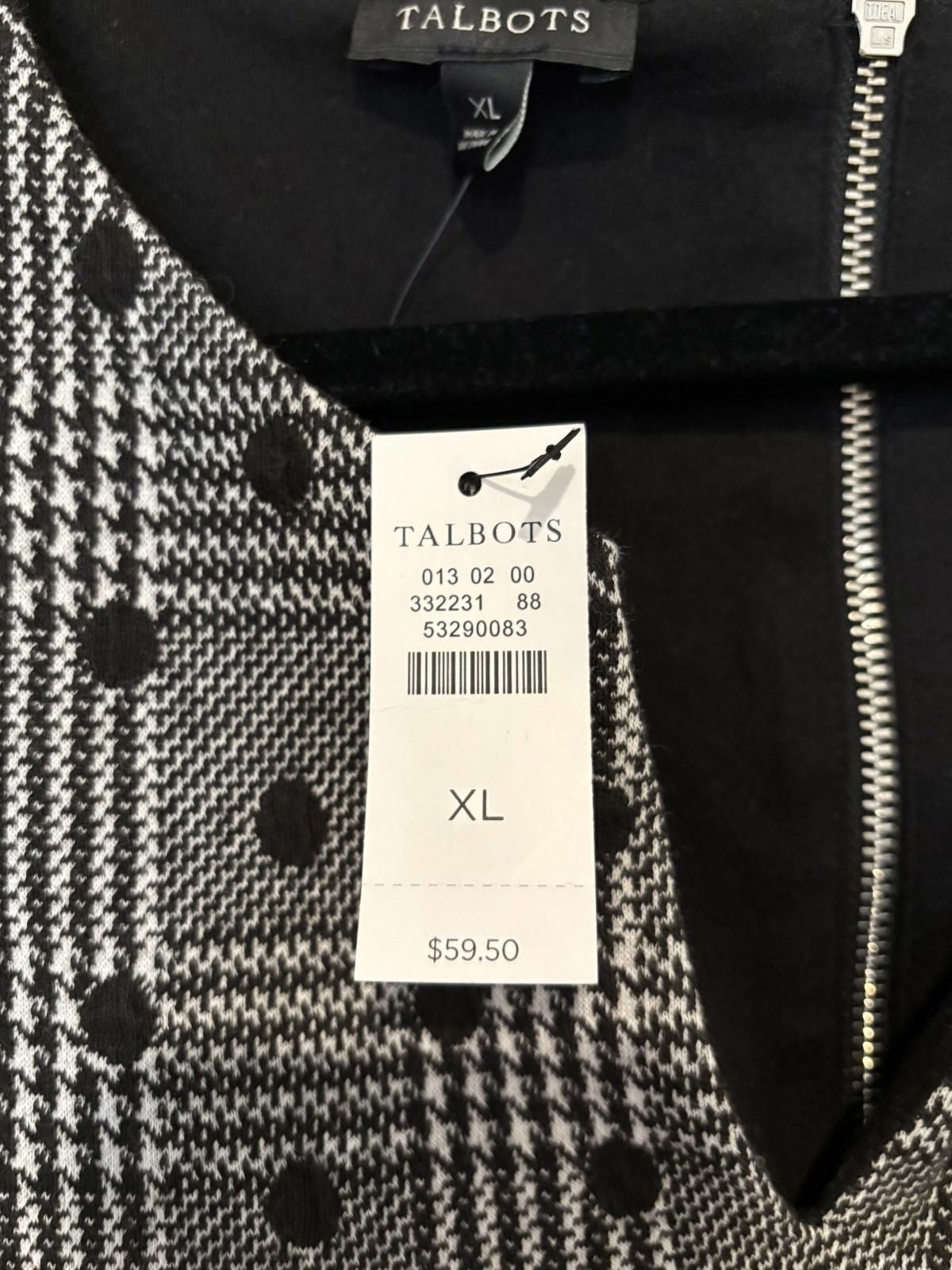 Designer Women's black /white Talbots zipper up sweater sz XL #609 Size XL / US 12-14 / IT 48-50 - 2 Thumbnail