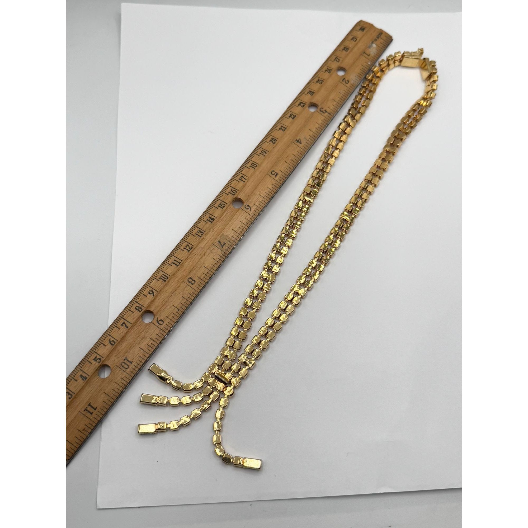 Vintage Vintage rhinestone chain gold tone waterfall tassel necklace Size ONE SIZE - 3 Thumbnail