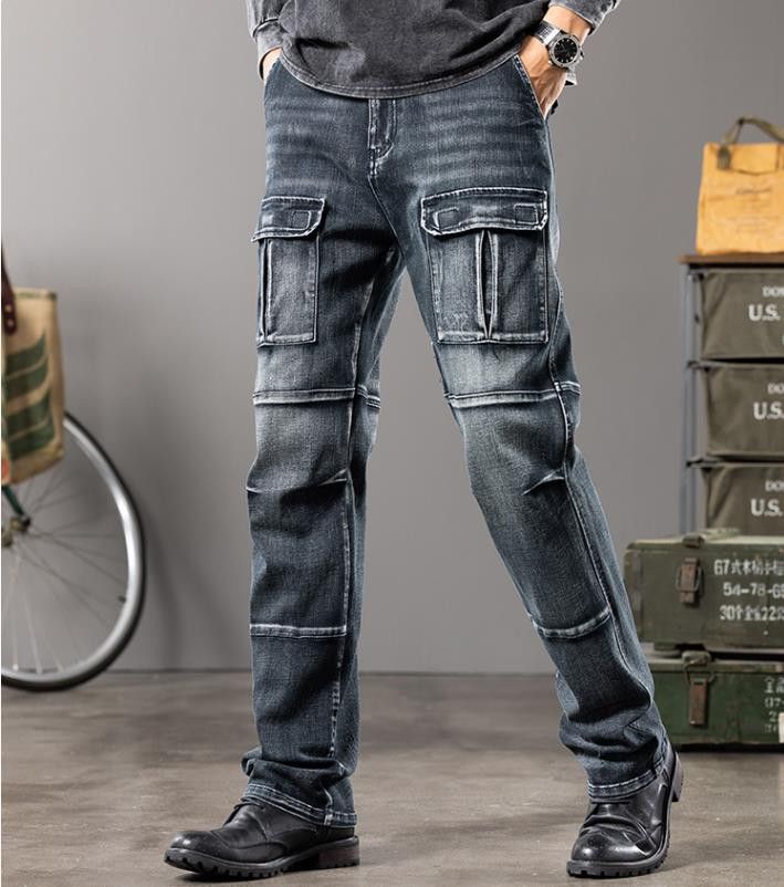 Jean Men's Cargo Jeans Elasticity Workwear Size US 30 / EU 46 - 4 Thumbnail