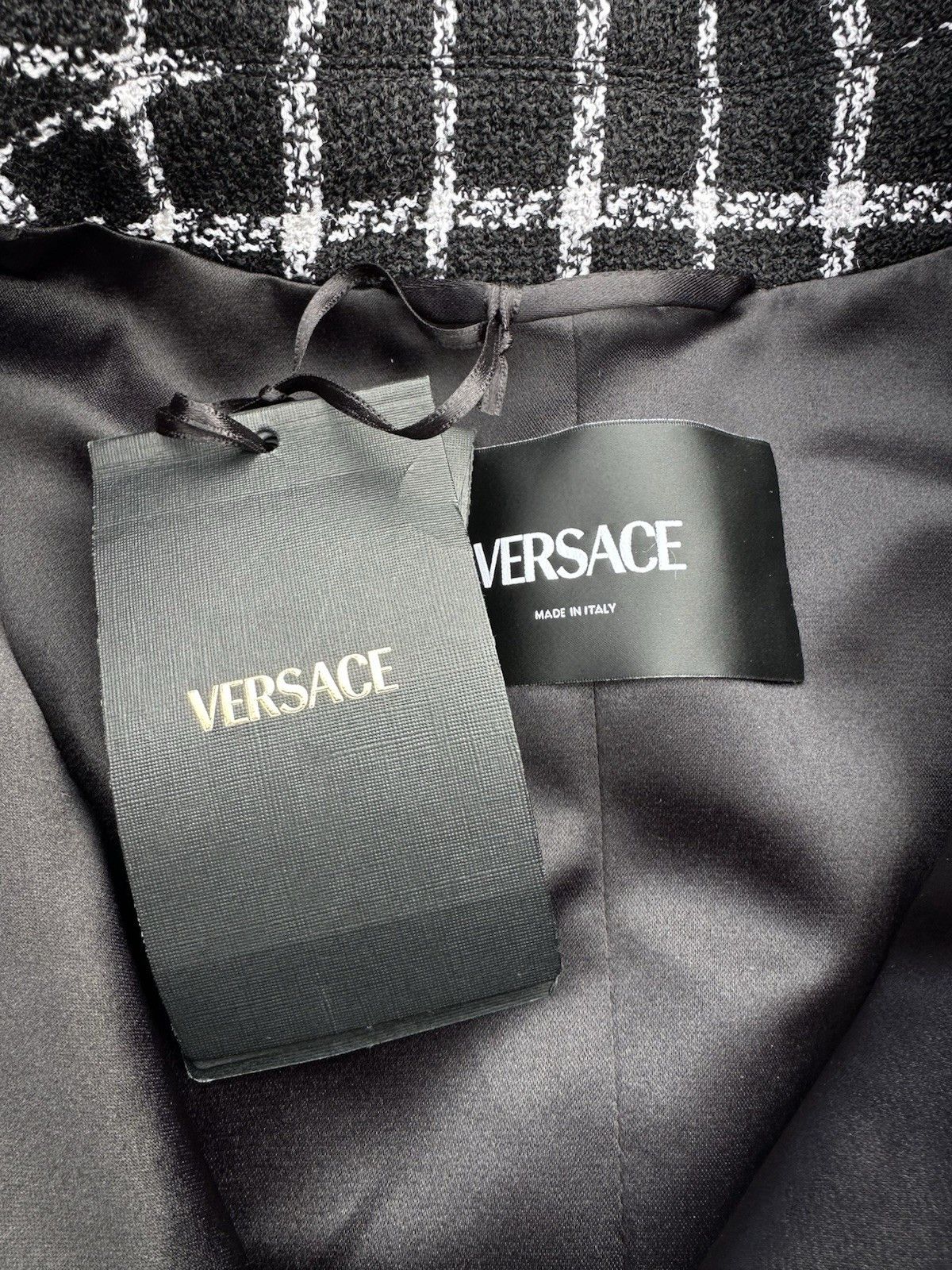 Versace Versace Black And White Checkered Single Breasted Coat Over Size US XL / EU 56 / 4 - 4 Thumbnail