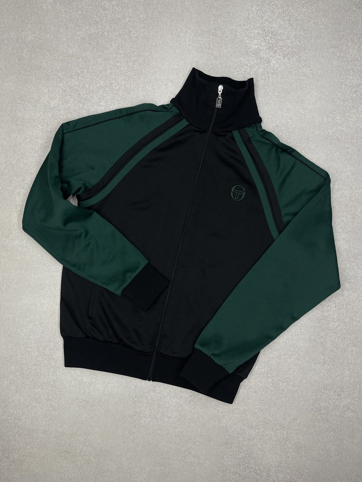 Sergio Tacchini Vintage Sergio Tacchini Track Jacket Black/Green Italy Size US L / EU 52-54 / 3 - 1 Thumbnail