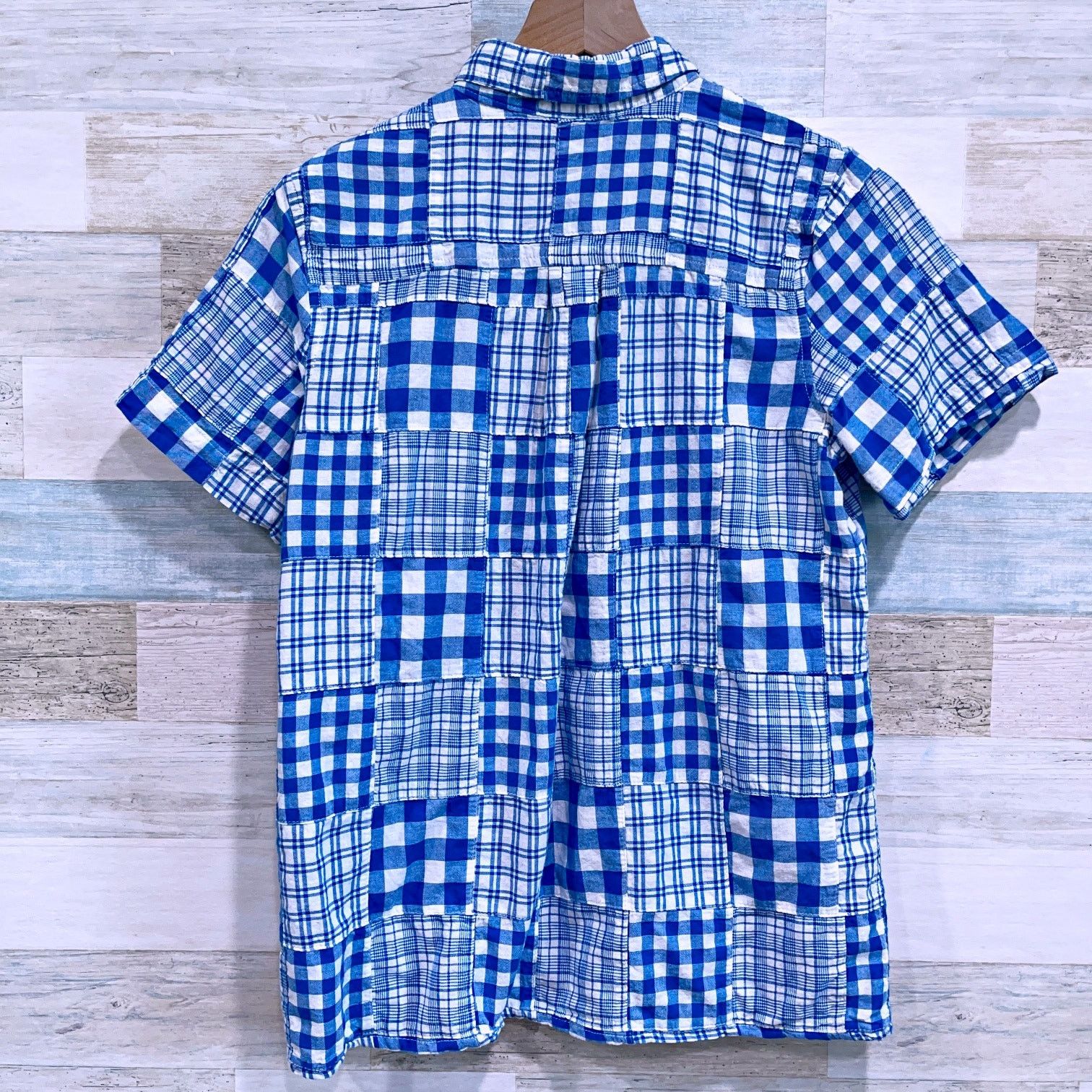 Lands' End Lands End Patchwork Plaid Button Up Shirt Blue Womens XS Size XS / US 0-2 / IT 36-38 - 3 Thumbnail