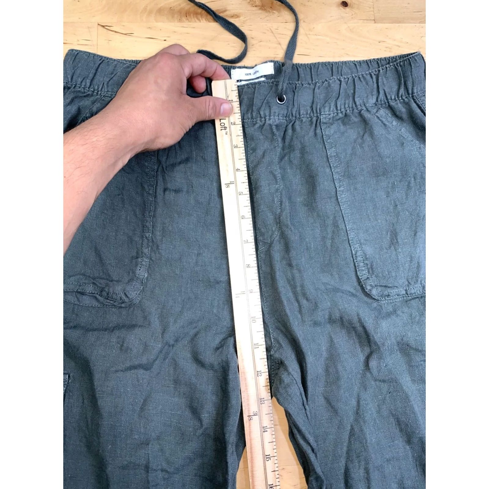 Nicole Miller Nicole Miller Linen Cargo Pants Joggers Women L Green Casual Drawstring 13201 Size 36" / US 14 / IT 50 - 6 Thumbnail