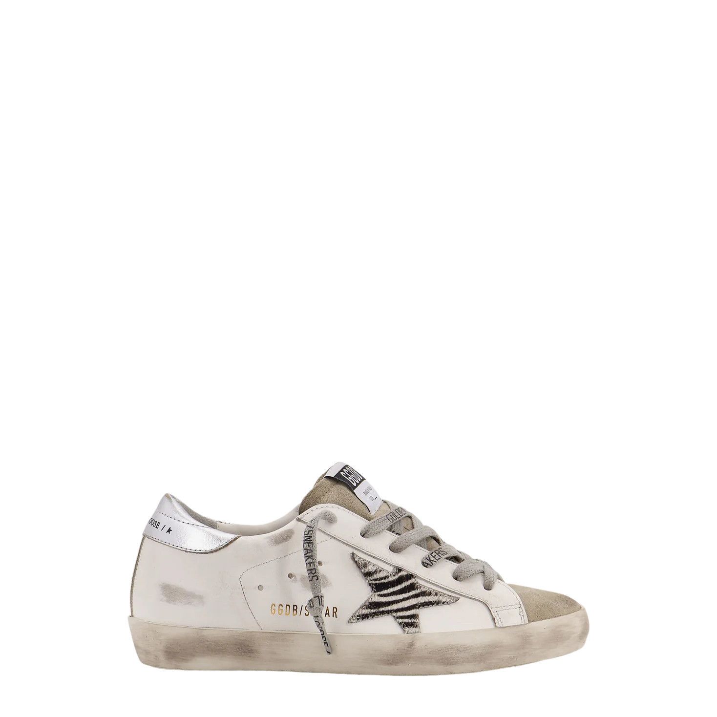 GOLDEN GOOSE Super-Star Women's White/Silver Ponyhair Low To
