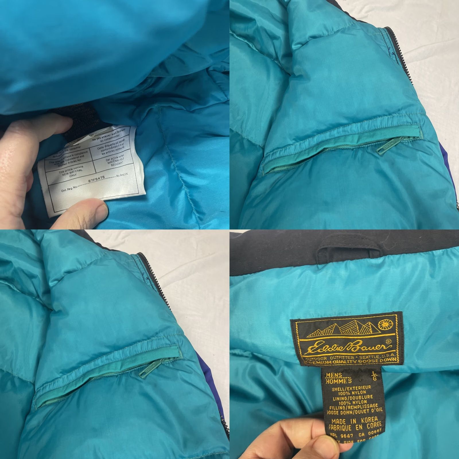 Eddie Bauer VINTAGE Eddie Bauer Jacket Mens Regular M Green 90s - Down Windbreaker Full Zip Lined Goose Down Puffer Teal Cobalt Blue Logo Goose Down Puffer Size US M / EU 48-50 / 2 - 8 Thumbnail