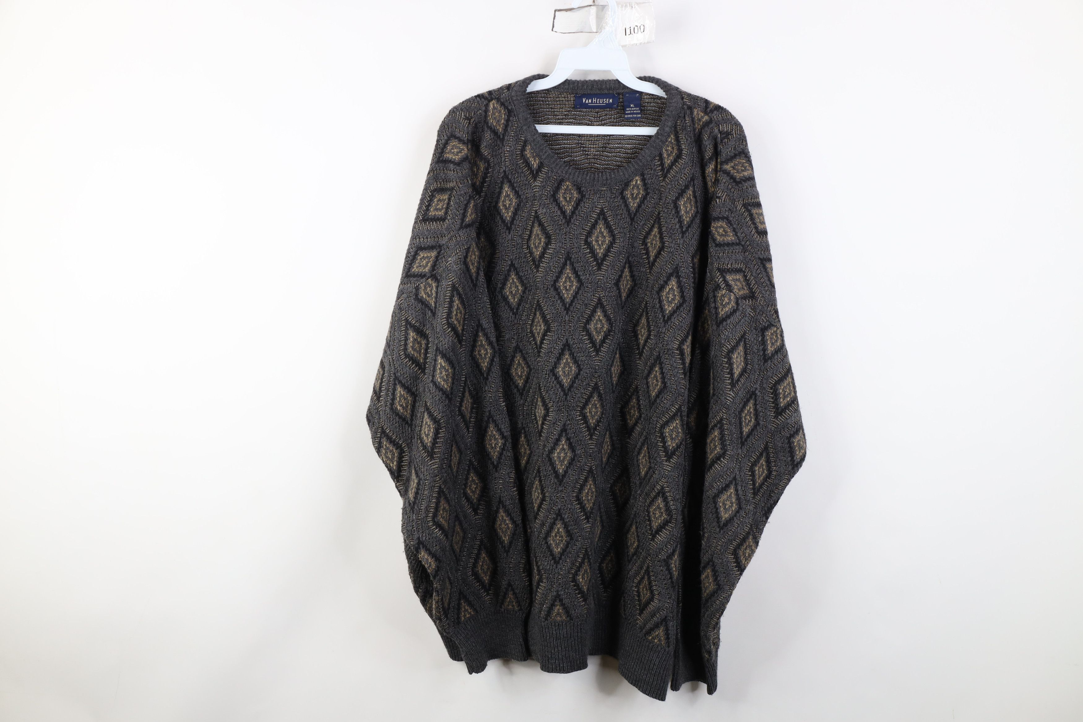 Vintage Vintage 90s Streetwear Geometric Knit Crewneck Sweater Size US XL / EU 56 / 4 - 1 Thumbnail