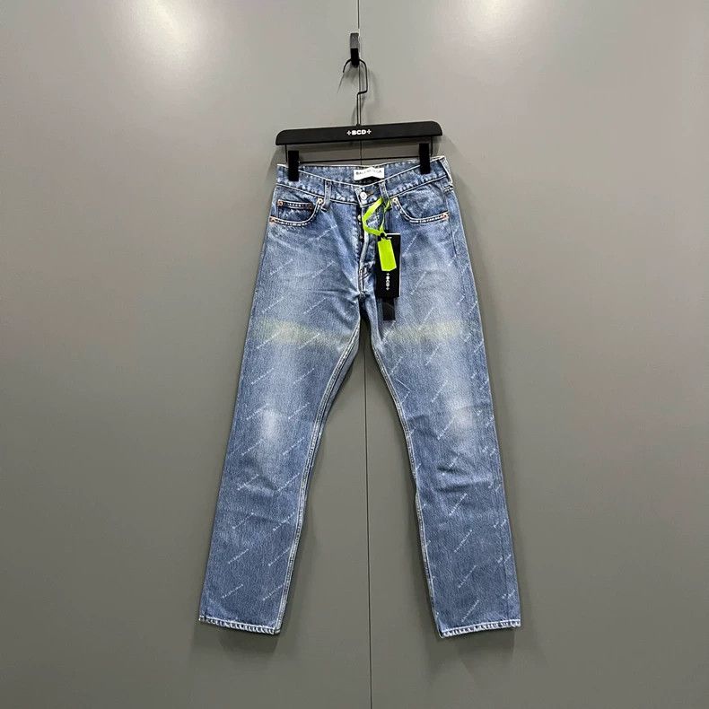 Balenciaga Balenciaga Blue Barrage Logo Denim Pants Size US 26 / EU 42 - 1 Thumbnail
