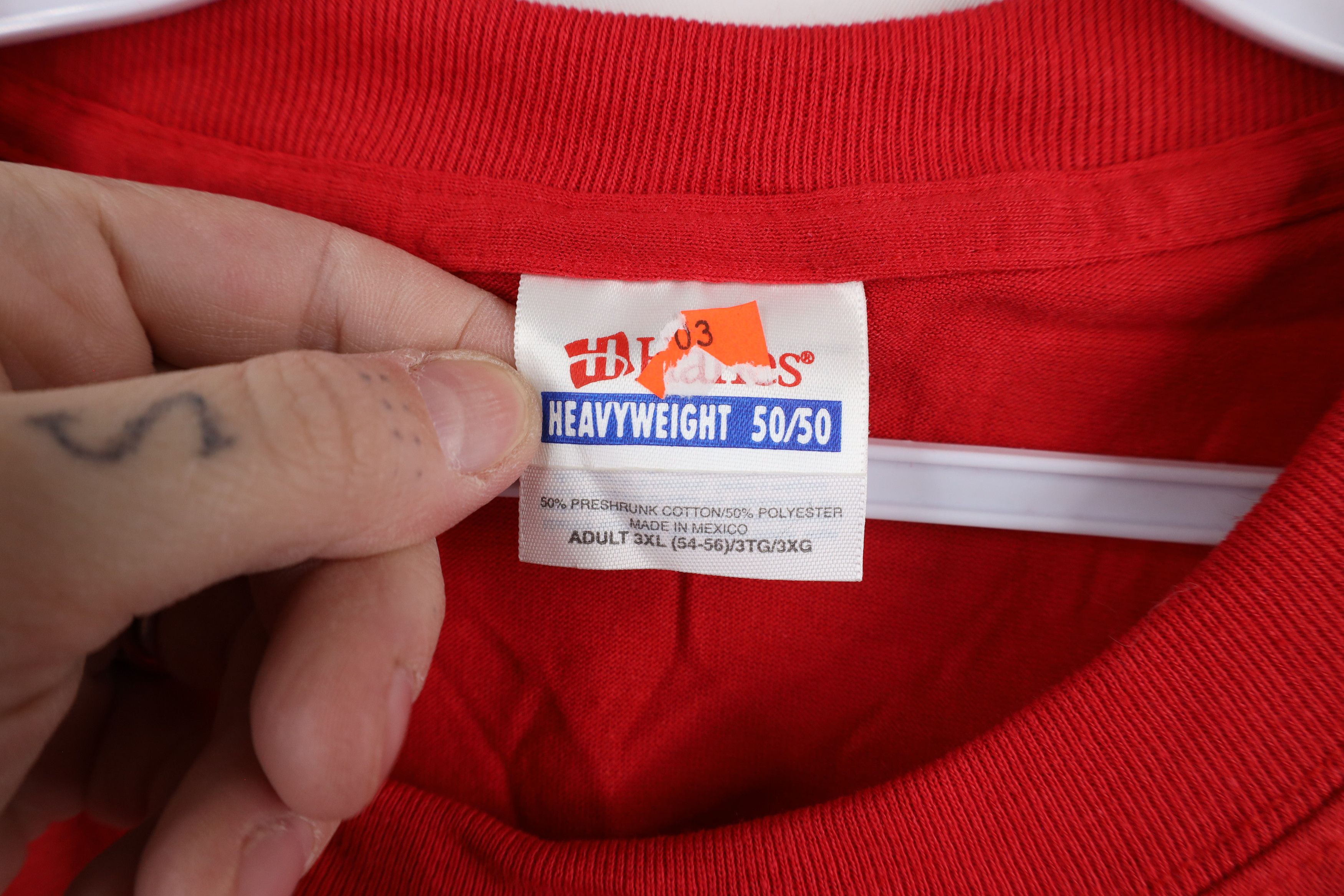 Hanes × Vintage Deadstock Vintage 90s Hanes Short Sleeve T-Shirt Red Size US XXL / EU 58 / 5 - 4 Thumbnail