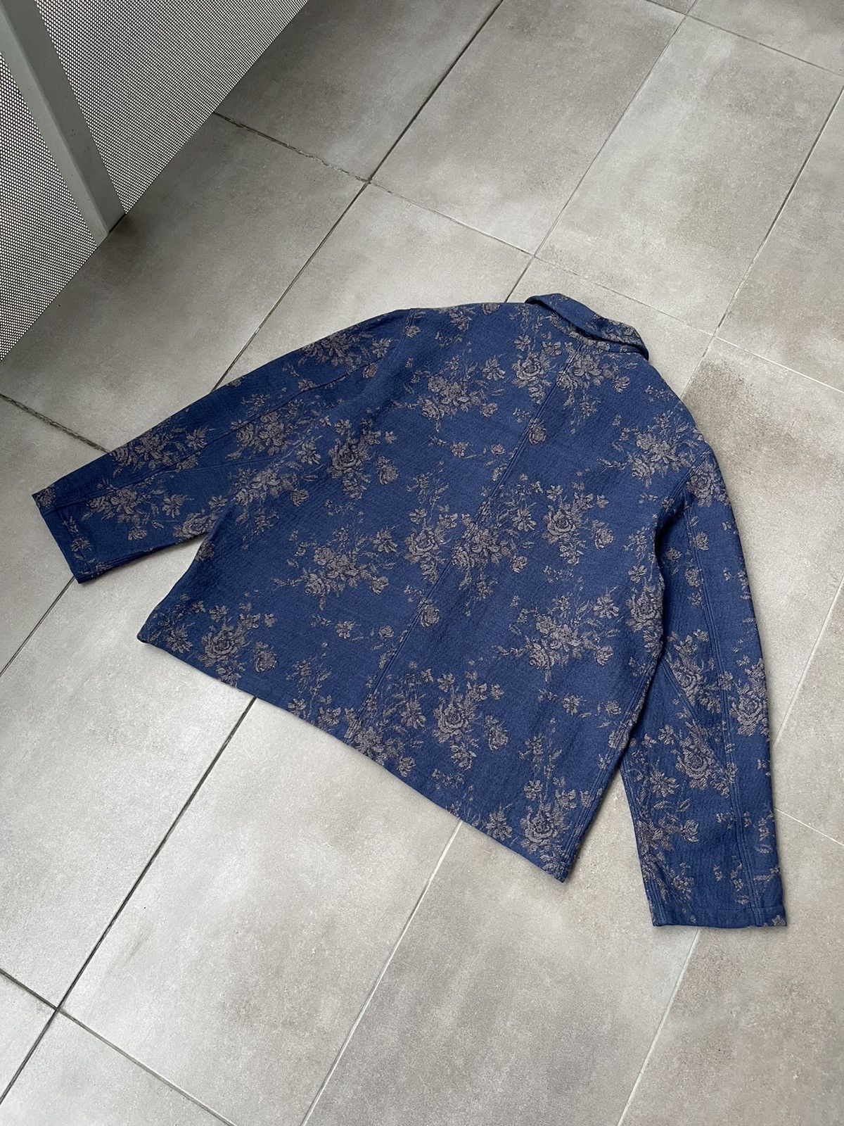 YMC !DS! SS23 YMC Labour Floral Navy Wool Jacquard Jacket Size US L / EU 52-54 / 3 - 14 Thumbnail