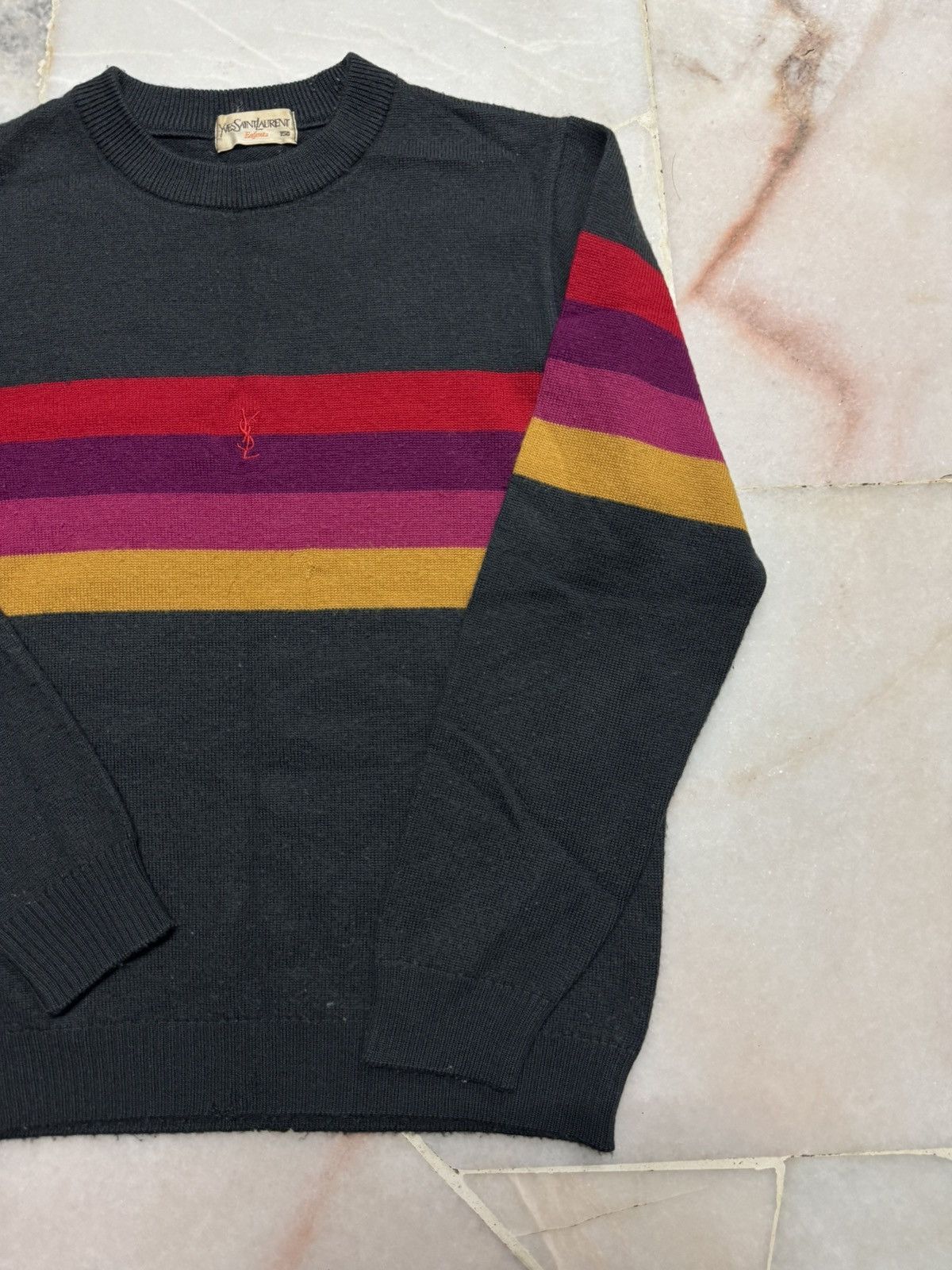 Yves Saint Laurent 💥VTG 90's YVES SAINT LAURENT ENFANTS MULTICOLOR SWEATSHIRT Size US XXS / EU 40 - 5 Thumbnail
