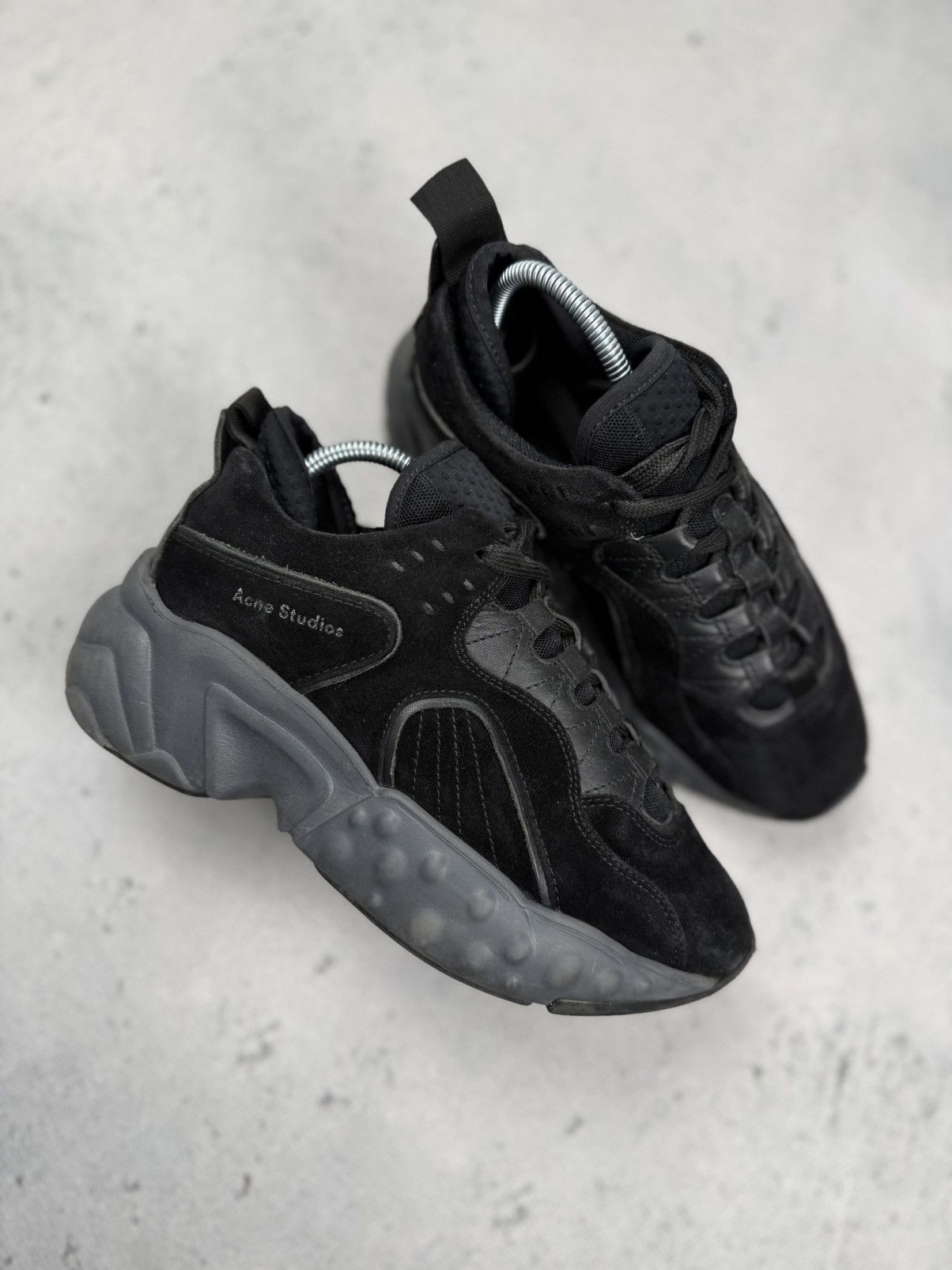 Acne Studios Acne Studios Rockaway Triple Black Suede Leather Sneakers Size US 5 / IT 35 - 3 Thumbnail
