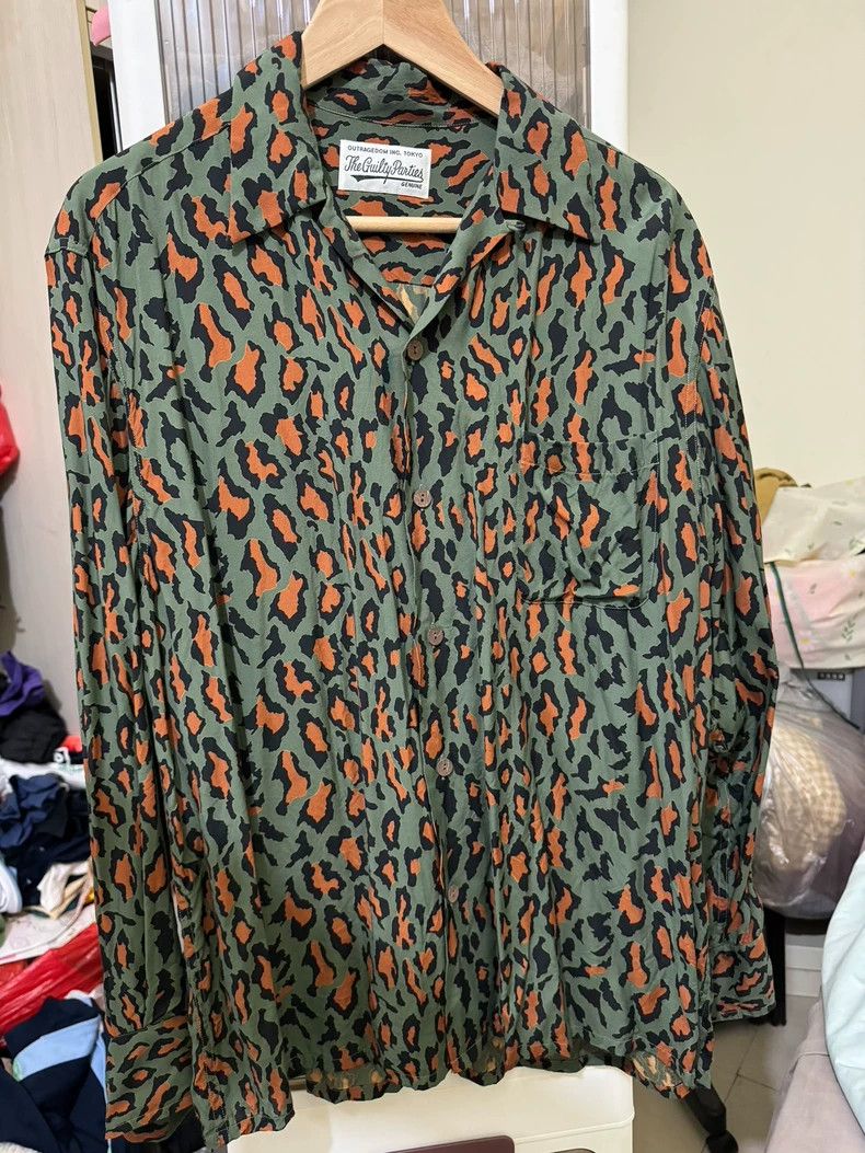 トップス WACKO MARIA BLUE LEOPARD PRINT CASUAL L WACKO MARIA Camp-Collar Leopard-Print TENCEL™ Lyocell Shirt