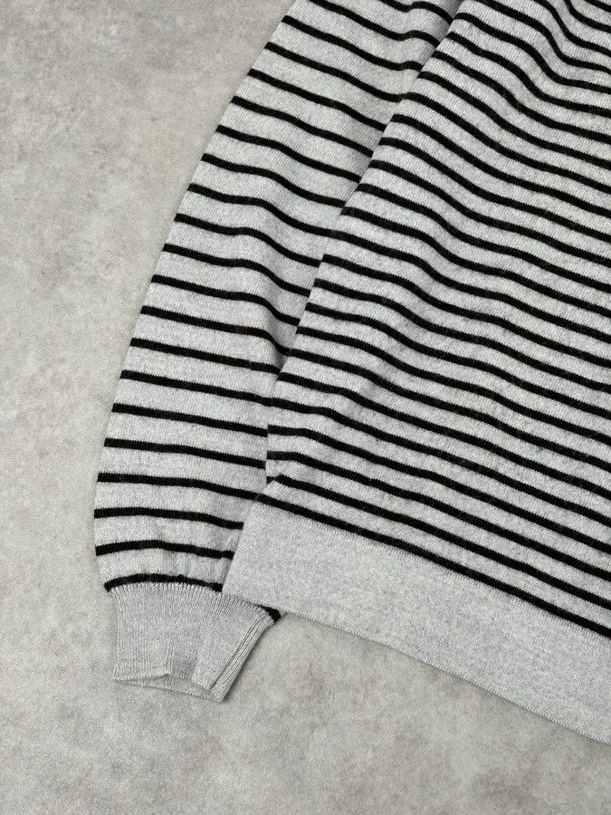 Daniele Alessandrini Daniele Alessandrini Grey & Black Striped Wool Sweater Size US S / EU 44-46 / 1 - 8 Thumbnail