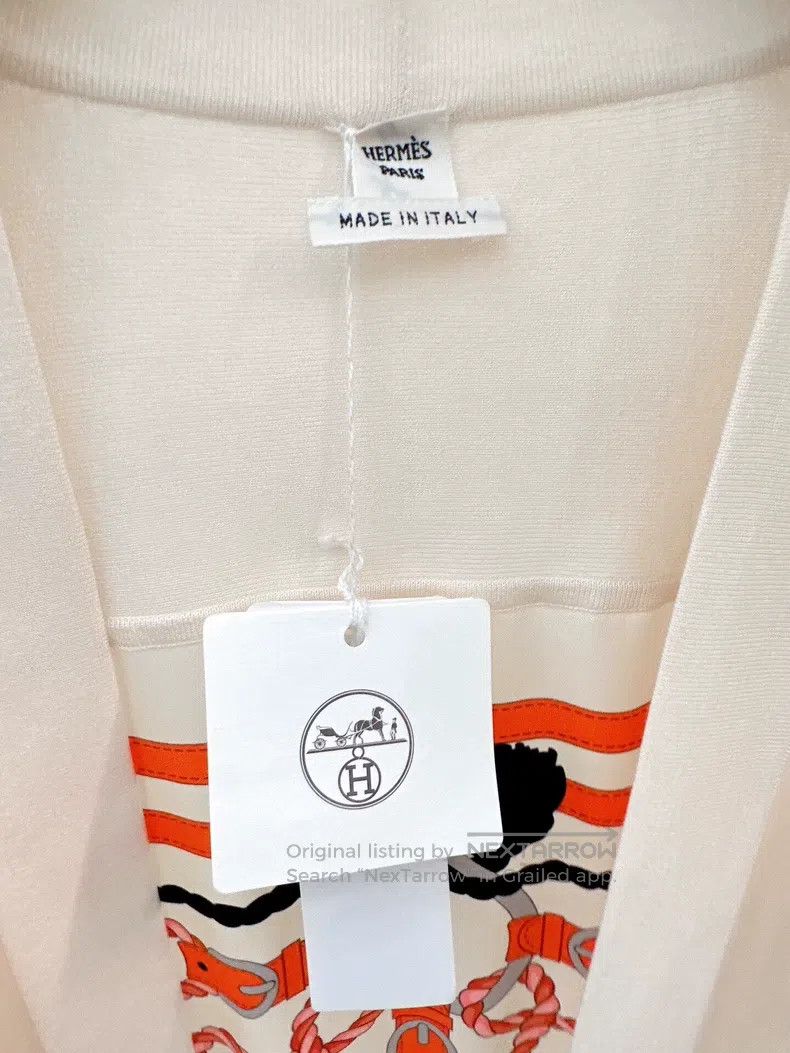 Hermes Hermes Beige cardigan with orange pattern Size XS / US 0-2 / IT 36-38 - 3 Thumbnail