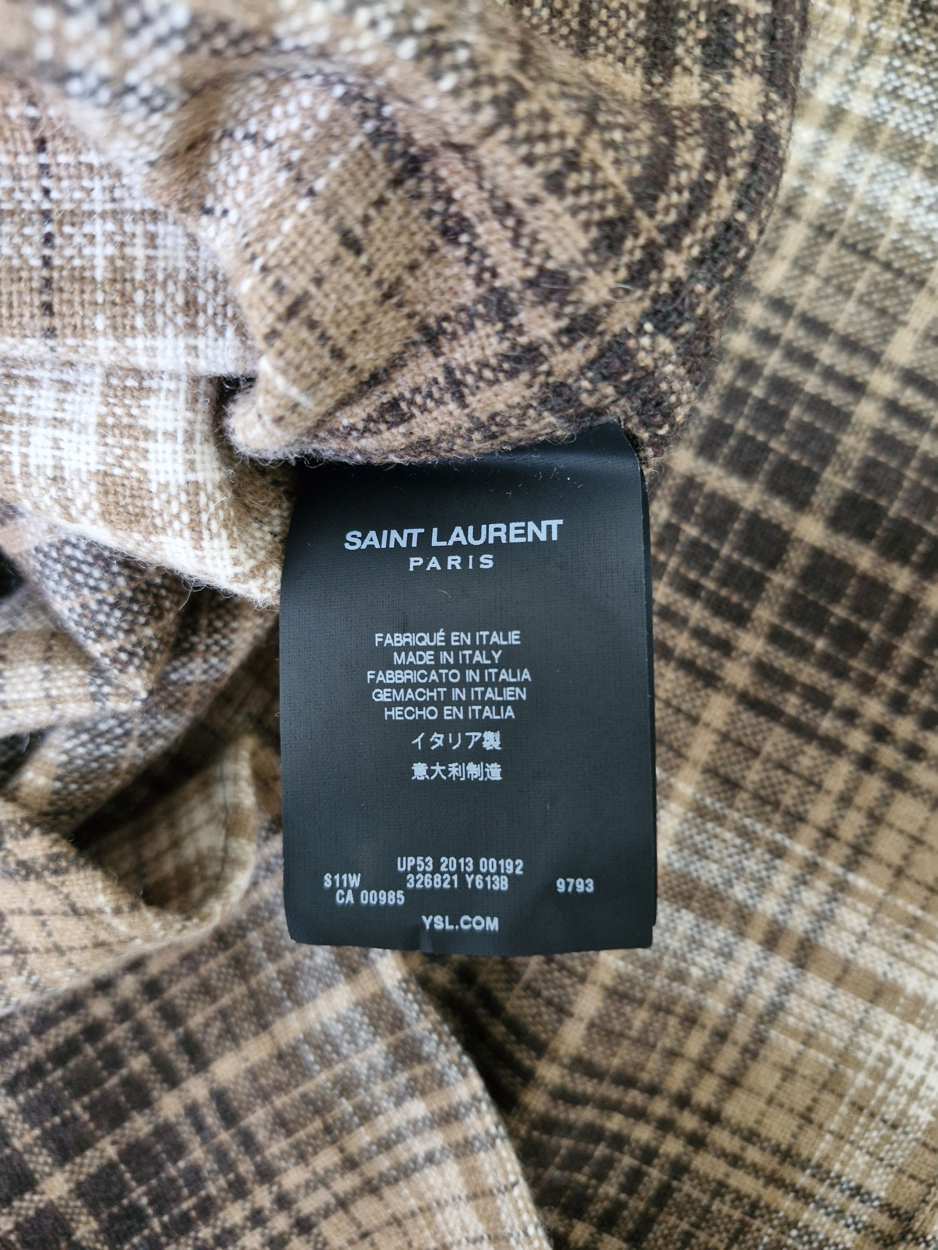 Saint Laurent Paris AW13 Brown Plaid Flannel Shirt Size US S / EU 44-46 / 1 - 6 Thumbnail