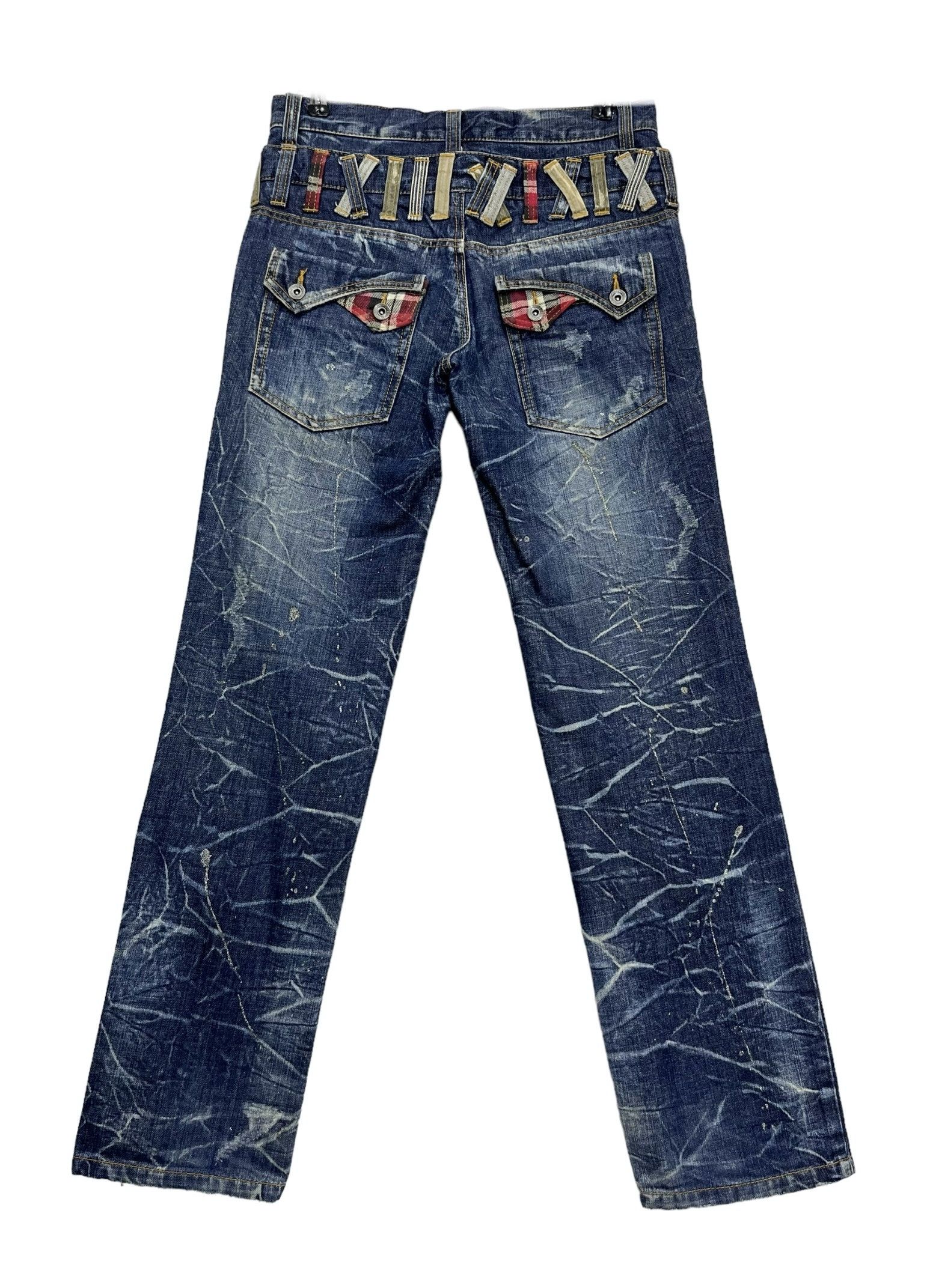 Vintage 🔥ANTFUI Punk Double Waist Claw Mark Whisker Denim Size US 30 / EU 46 - 4 Thumbnail