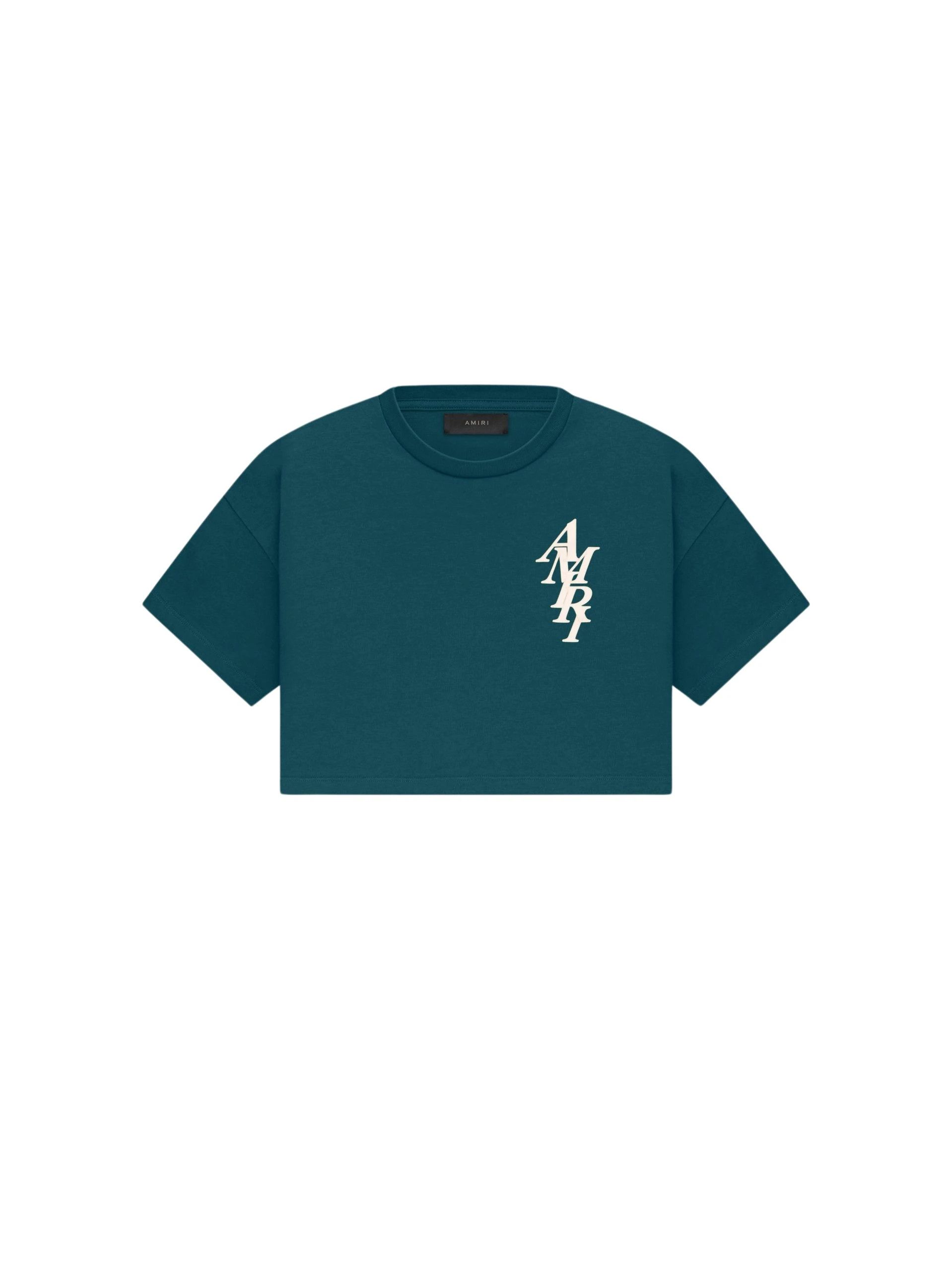 Amiri oc11z0225 Stack Cropped T-Shirt in Green Size S / US 4 / IT 40 - 1 Thumbnail