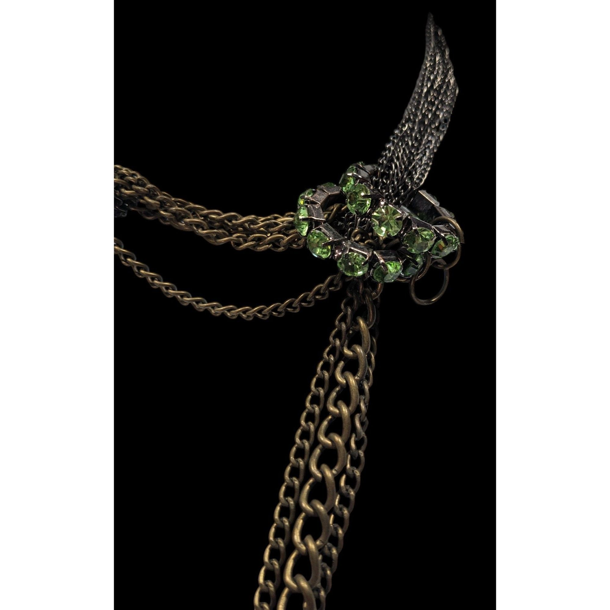 Other Vintage Glam Layered Gold Tone Adjustable Necklace With Gree Size ONE SIZE - 7 Thumbnail