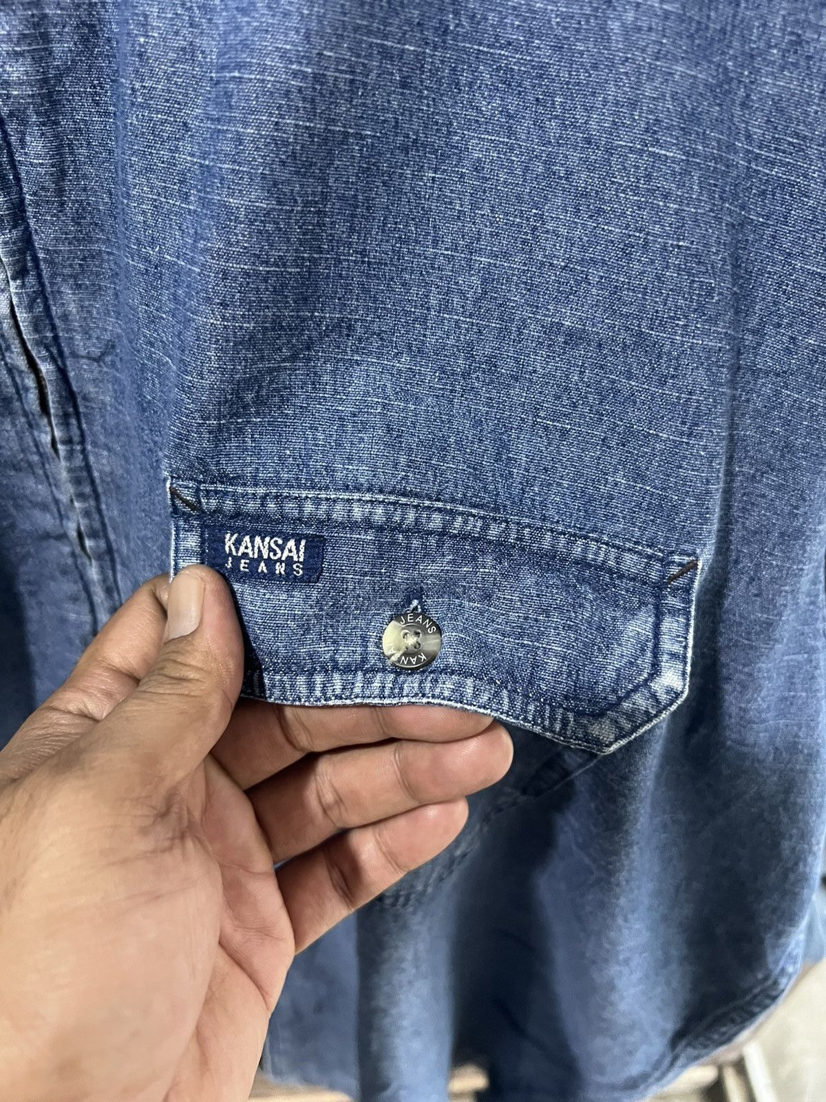 Kansai Yamamoto 🔥Kansai Jeans Zipper Short Sleeve Denim Shirt Size US XXL / EU 58 / 5 - 9 Thumbnail