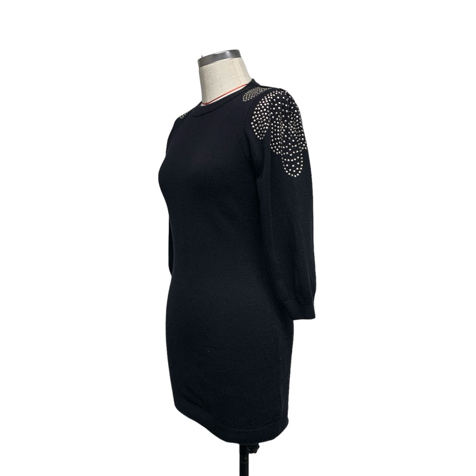 H&M H&M Womens Size 6 Black Knit Studded Shoulder Mini Dress Size M / US 6-8 / IT 42-44 - 2 Thumbnail