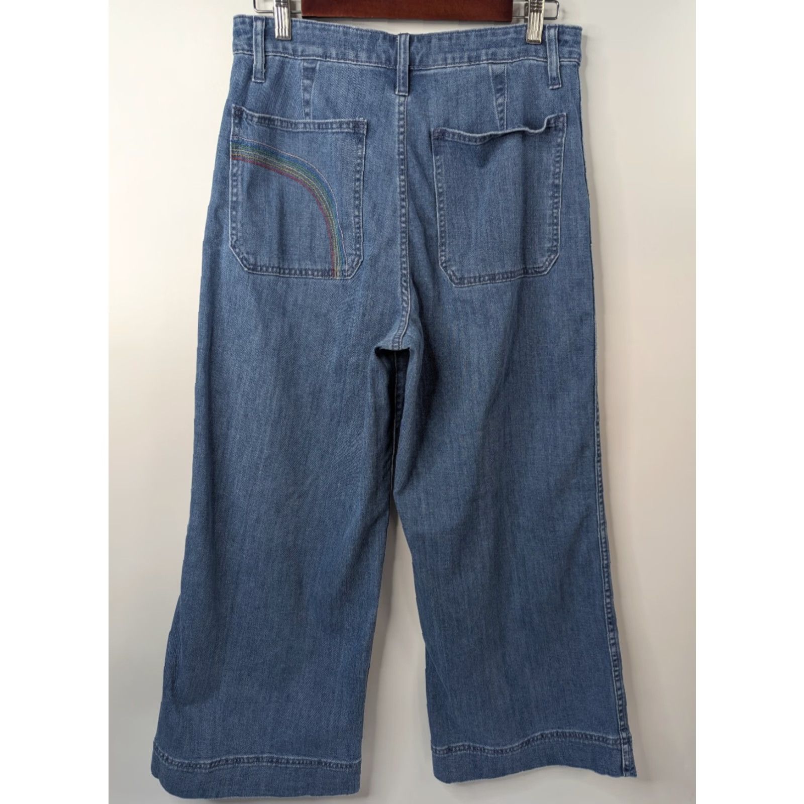 Madewell Madewell Jeans Emmett Rainbow Stitched Edition Wide Leg Crop indigo Size 30 Size 30" / US 8 / IT 44 - 5 Thumbnail
