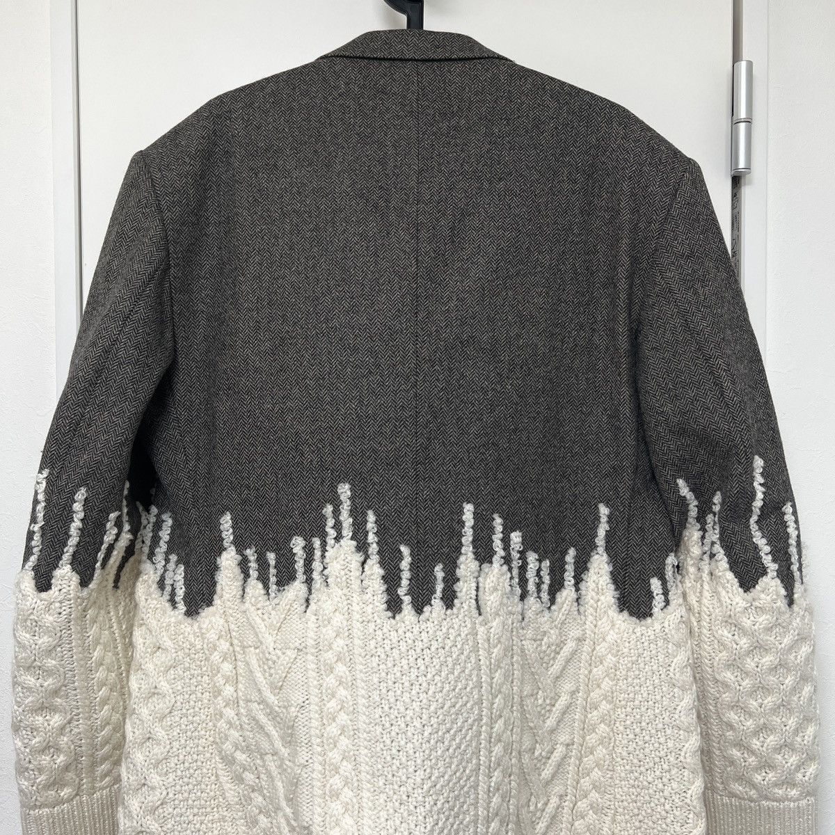 Maison Margiela Two-Tone Herringbone Degrade Wool Knit Jacket Size 42L - 4 Thumbnail