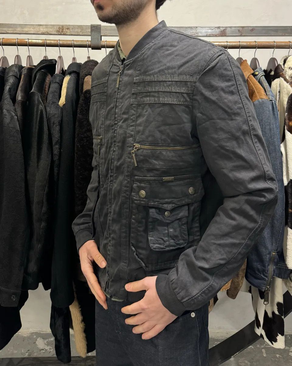 Just Cavalli AW2007 Cavalli Utility Multi Pockets Black Waxed Bomber Jacket Size US L / EU 52-54 / 3 - 6 Thumbnail