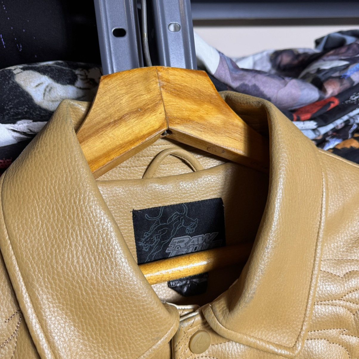 Rap Tees × Vintage Rare Leather Raw Blue Vintage Jacket Size US XL / EU 56 / 4 - 9 Thumbnail