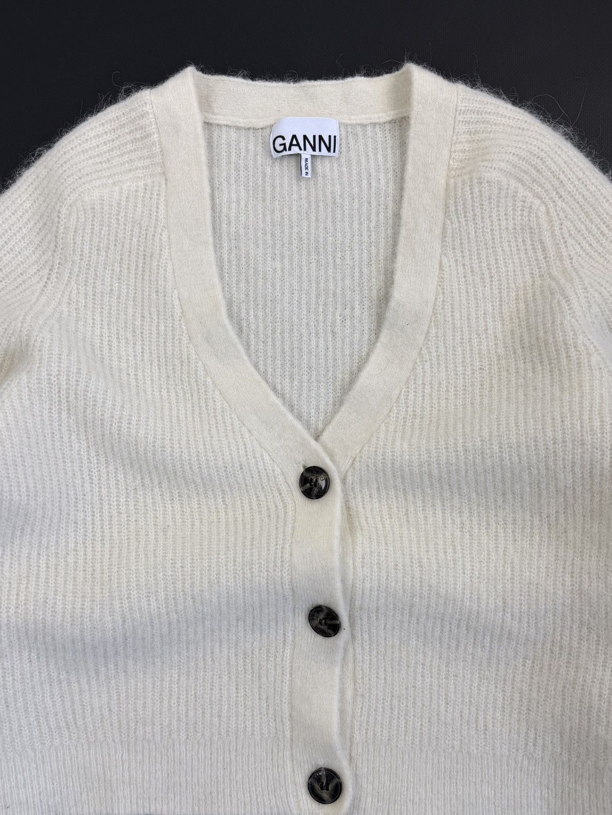Ganni GANNI Alpaca Wool Knit Cardigan Cream Sweater Designer Size S / US 4 / IT 40 - 7 Thumbnail