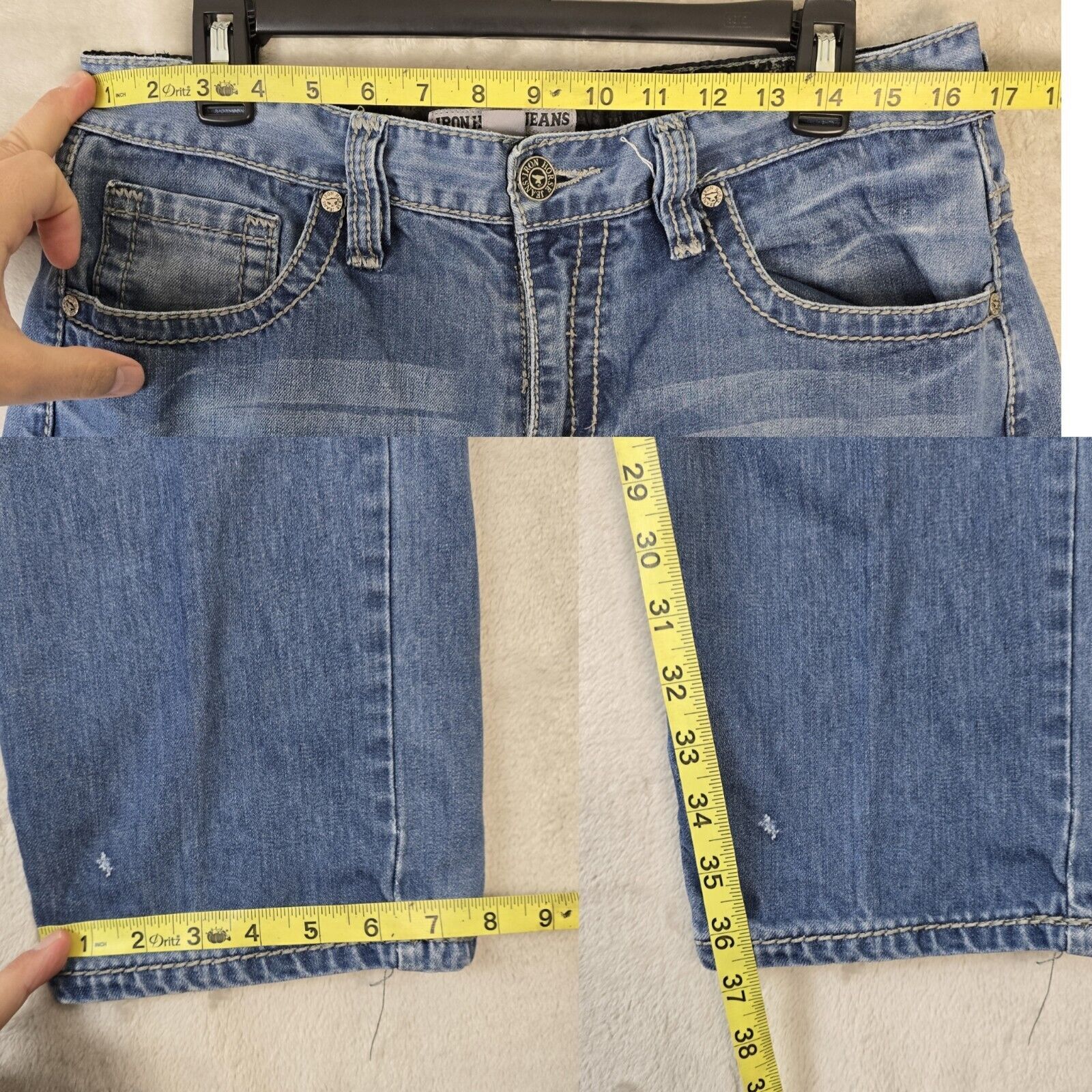 Other Iron Horse Jeans Mens Blue Denim Jeans 36x38 Barbwire Pocket Size US 36 / EU 52 - 12 Thumbnail