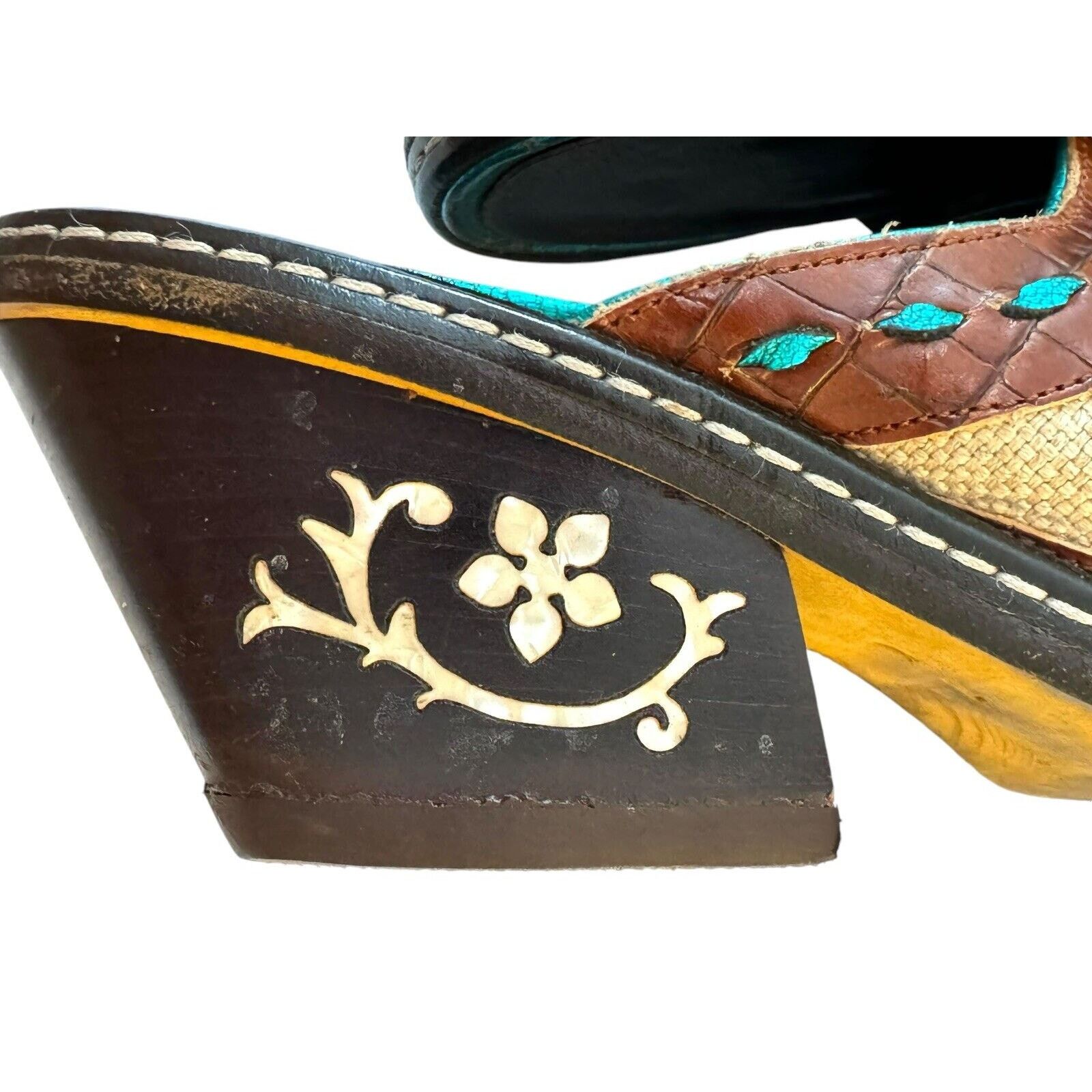 DONALD J. PLINER Juno Leather Brown Western Italian Mules 7M
