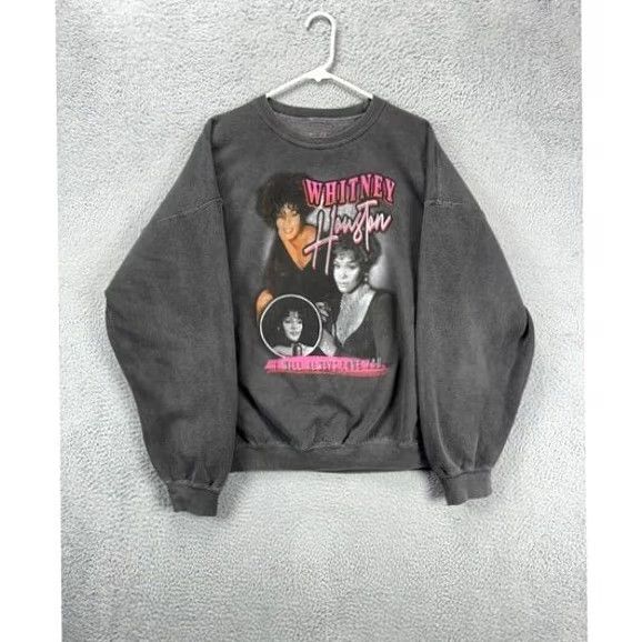 Vintage Whitney Houston Sweater Women Medium-Large Grey Fleece Graphic Sweatshirt Ladies Size M / US 6-8 / IT 42-44 - 3 Thumbnail