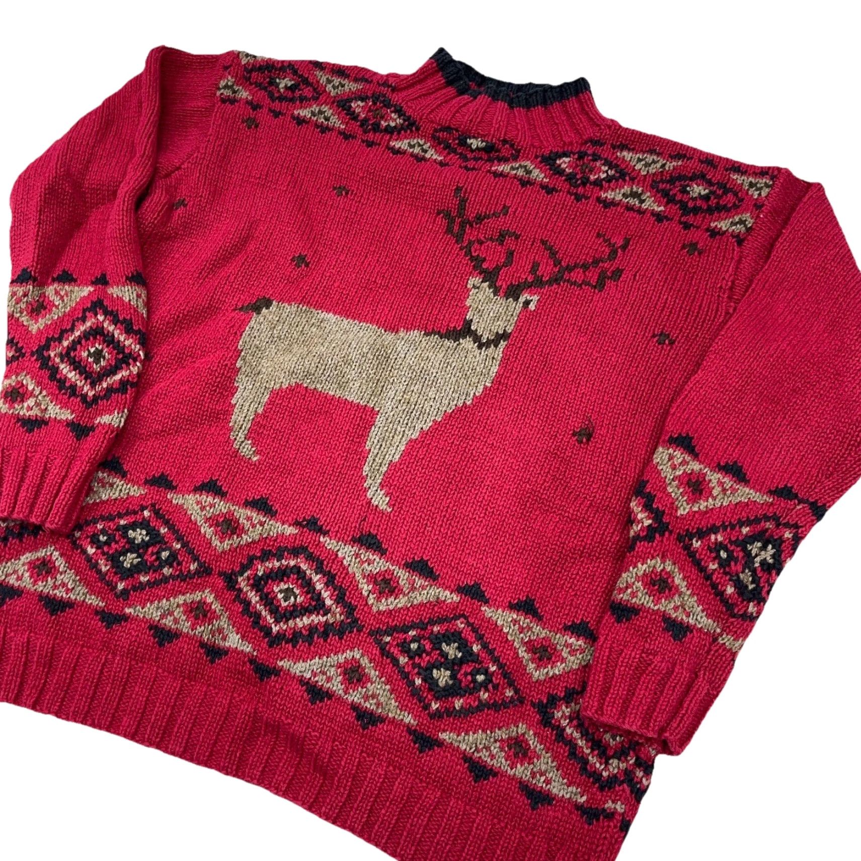 Eddie Bauer VINTAGE Eddie Bauer Sweater Womens Small Red Heavy Knit Mock Neck Cap Sleeve Pullover Winter All Seasons Classic Outdoor Geometric - Mens/Womens Size S / US 4 / IT 40 - 2 Thumbnail