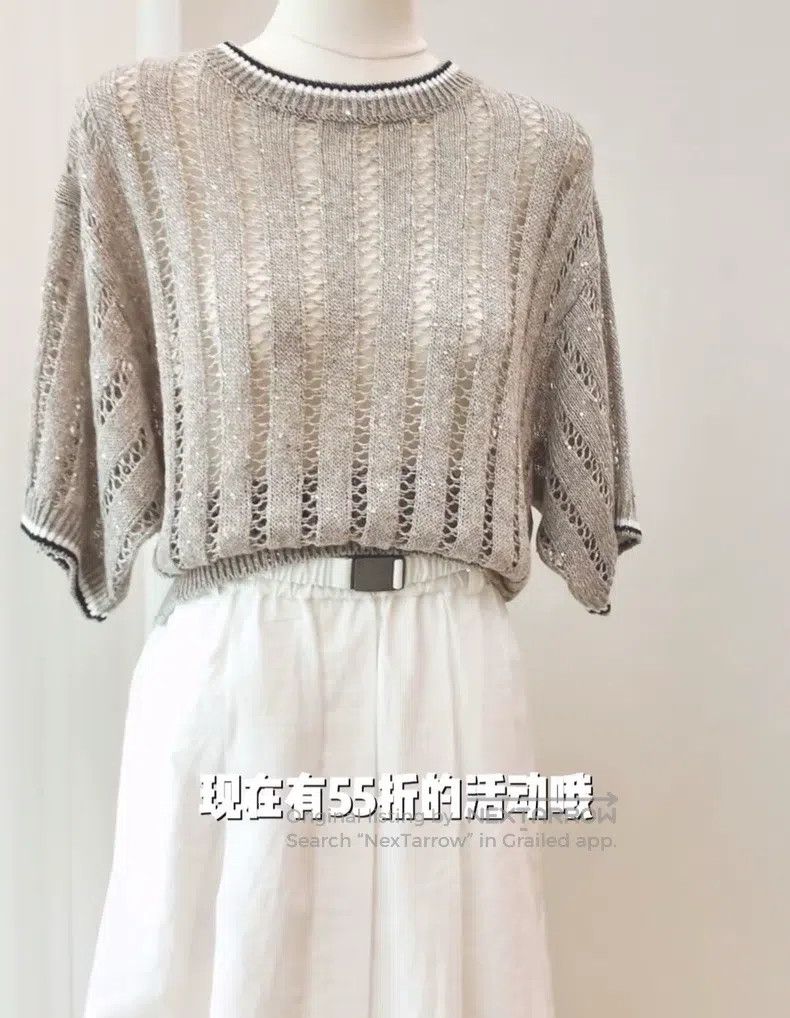 Brunello Cucinelli Brunello Cucinelli Discount Glitter Short Sleeve Size M / US 6-8 / IT 42-44 - 2 Thumbnail
