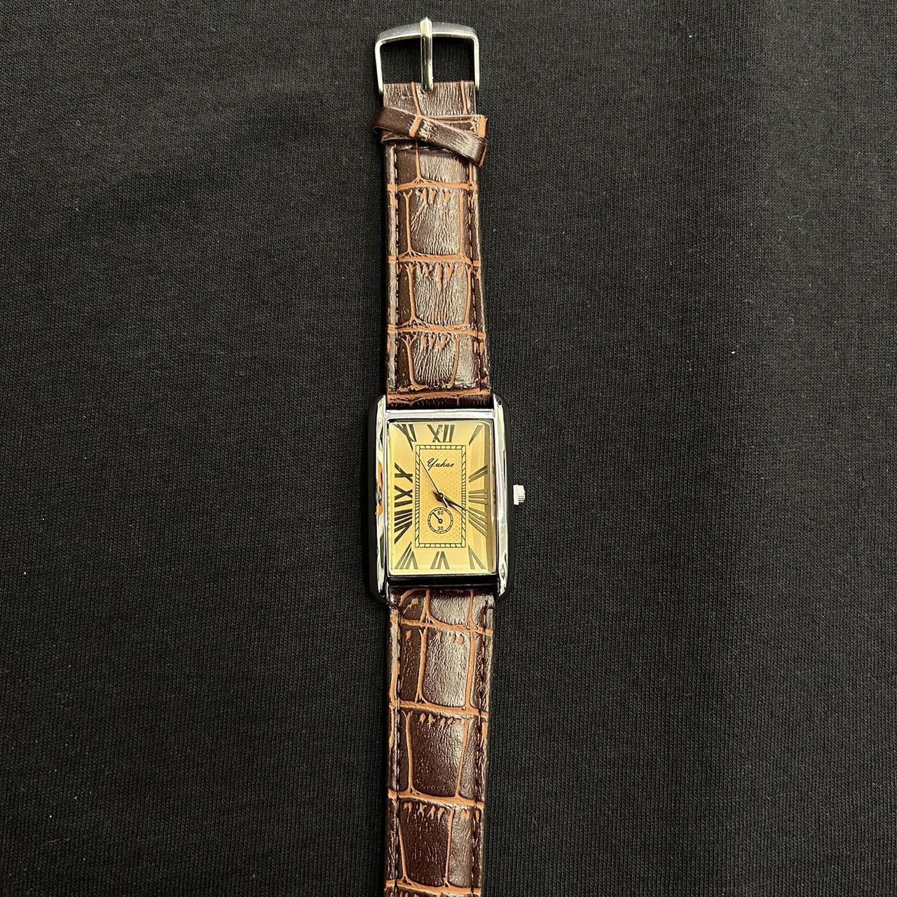 Vintage Vintage 2000s style Brown Rectangular Quartz Leather Watch Size ONE SIZE - 2 Thumbnail