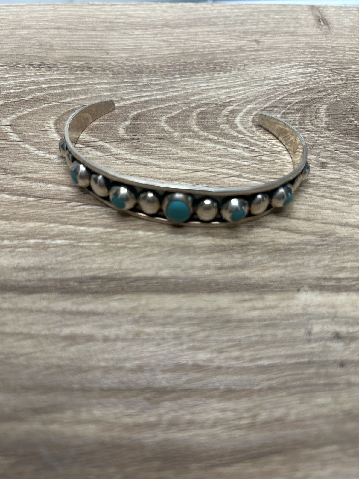 Sterling Silver Native silver turquoise cuff Size ONE SIZE - 1 Thumbnail