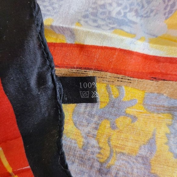 Other Thai Silk Large Square Scarf Red Black 100% Silk 32.5x32.5" Size ONE SIZE - 5 Thumbnail