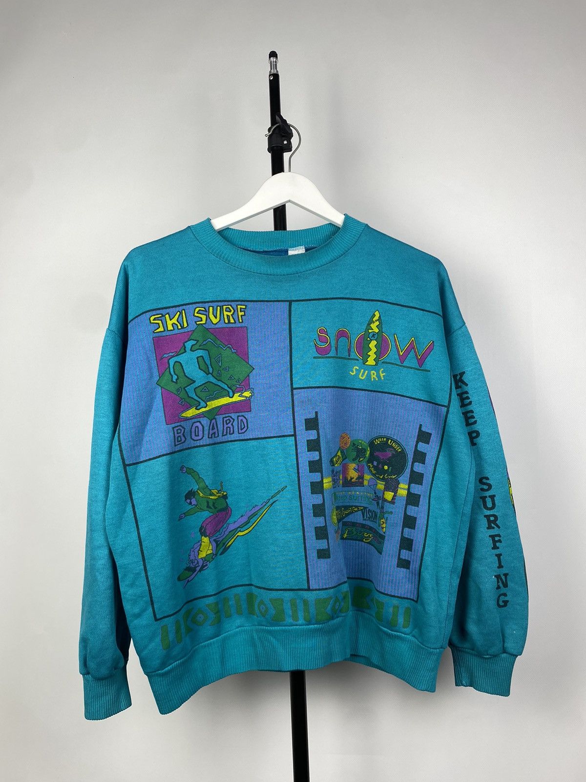 Vintage Vintage 80s ART overprint KEEP SURFING sweatshirt S-M Size US S / EU 44-46 / 1 - 1 Thumbnail