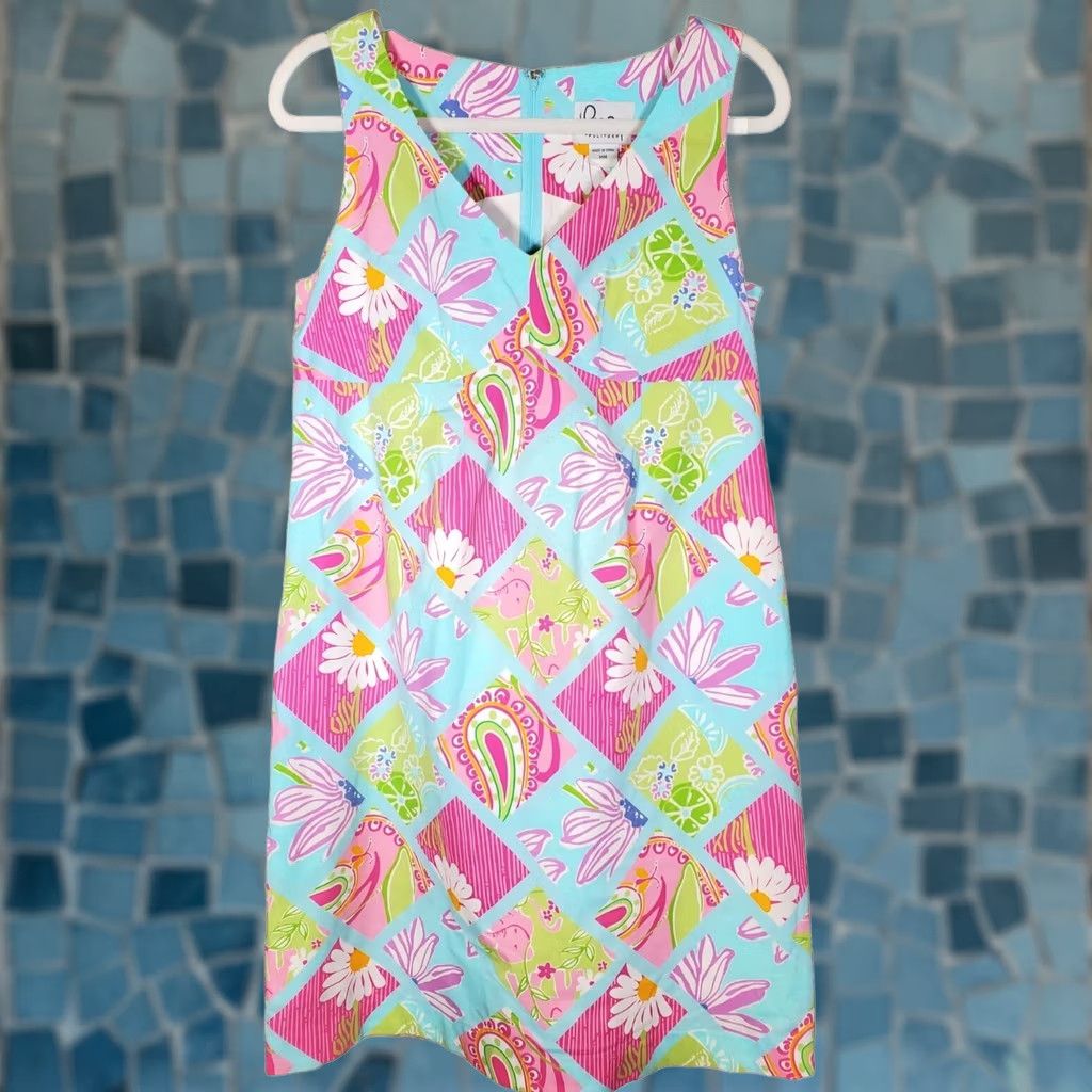 Lilly Pulitzer VINTAGE Lilly Pulitzer White Label Shift Dress Floral Patchwork Women's Size M Size M / US 6-8 / IT 42-44 - 1 Thumbnail