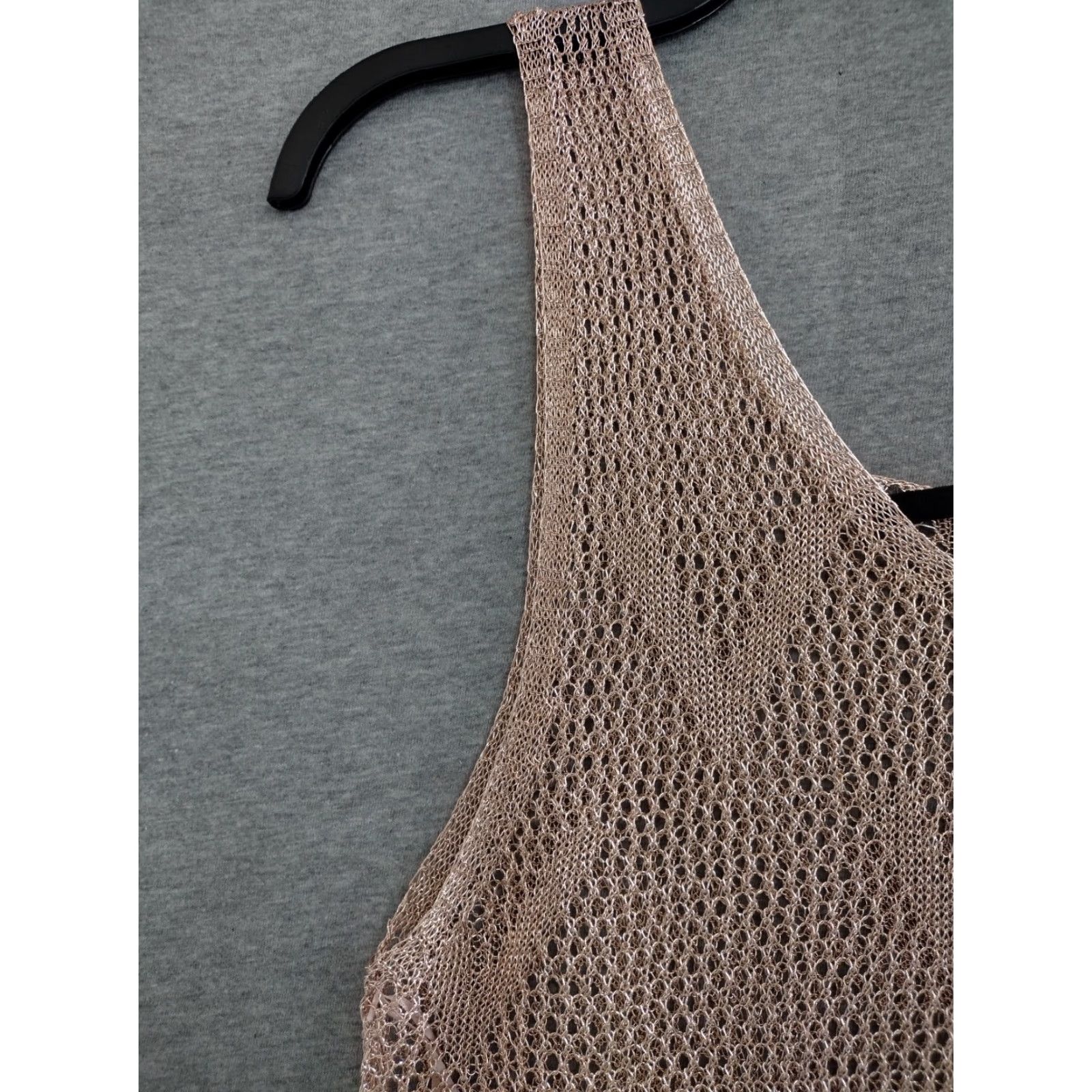 Vintage Codigo Crochet Short Knit Dress Rose Gold L Women Sleeveless V-Neck Size 36" / US 14 / IT 50 - 7 Thumbnail
