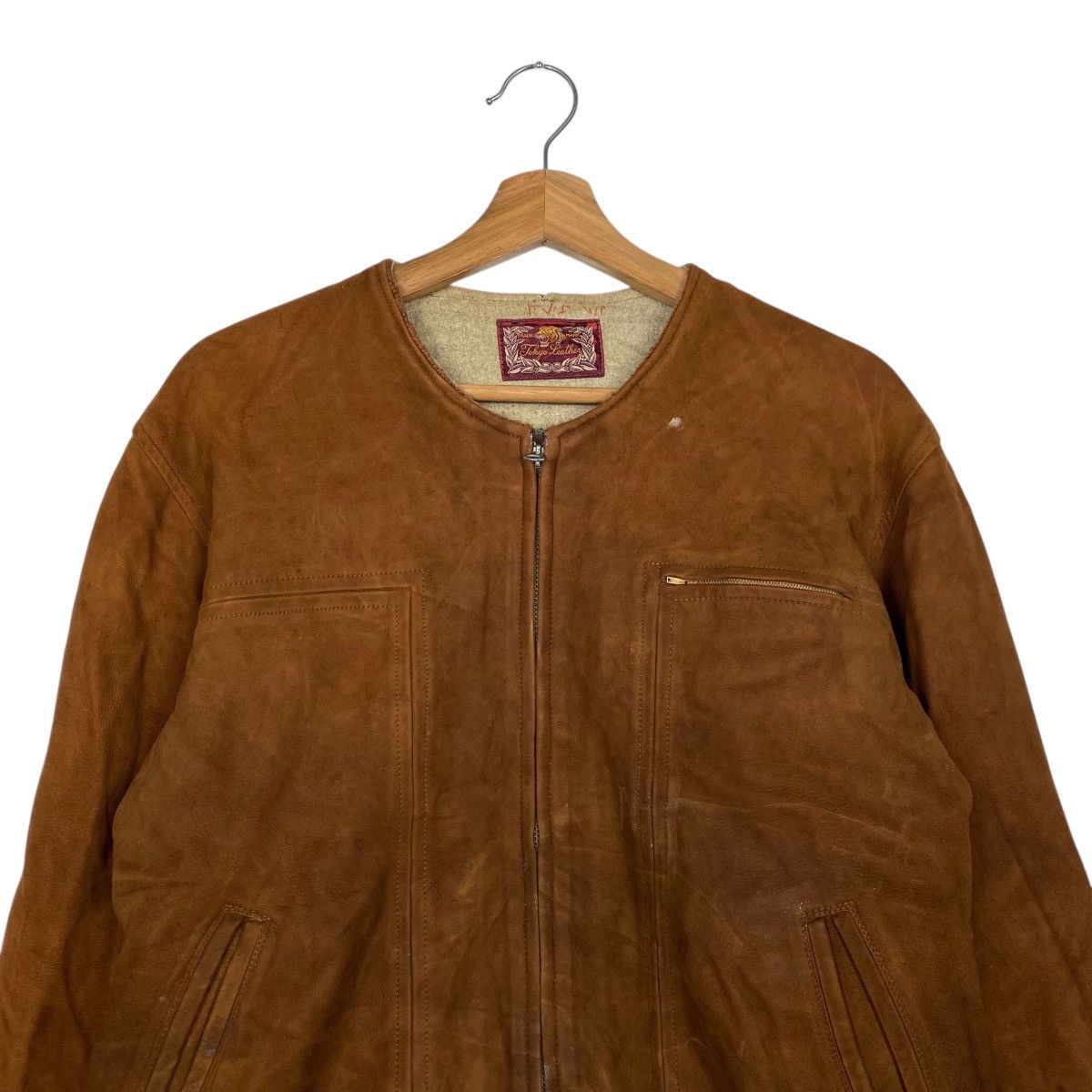 Genuine Leather Vintage leather jacket collarless Size US M / EU 48-50 / 2 - 2 Thumbnail
